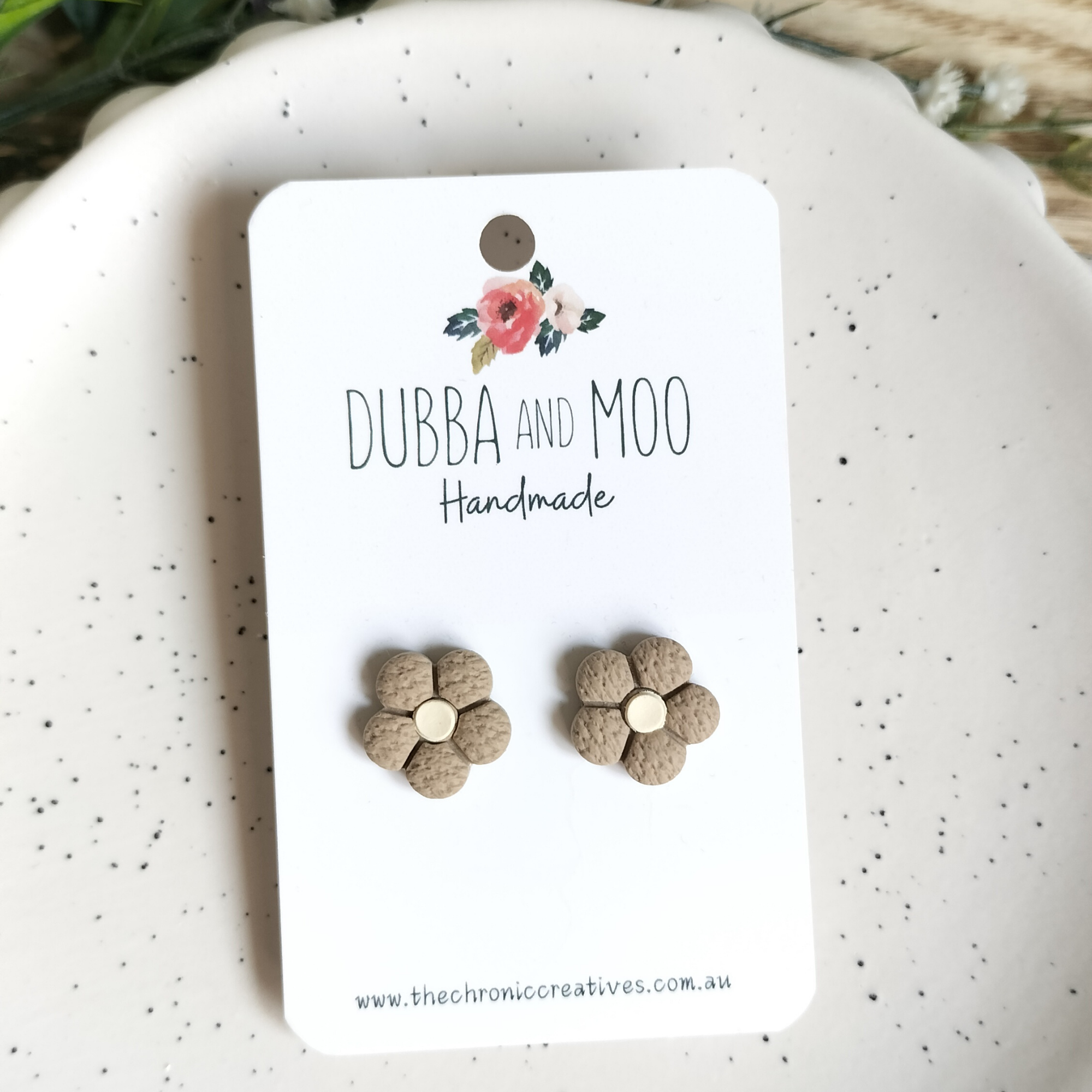 Puffy Textured Flower Polymer Clay Studs - Assorted Colours
