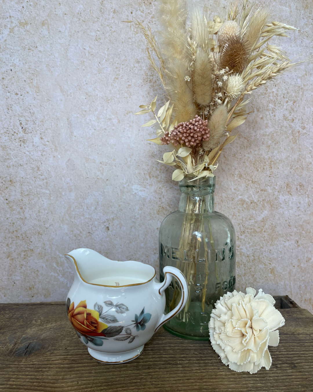 Lavender + Sweet Orange I Natural Soy Candle I Vintage Rose Jug