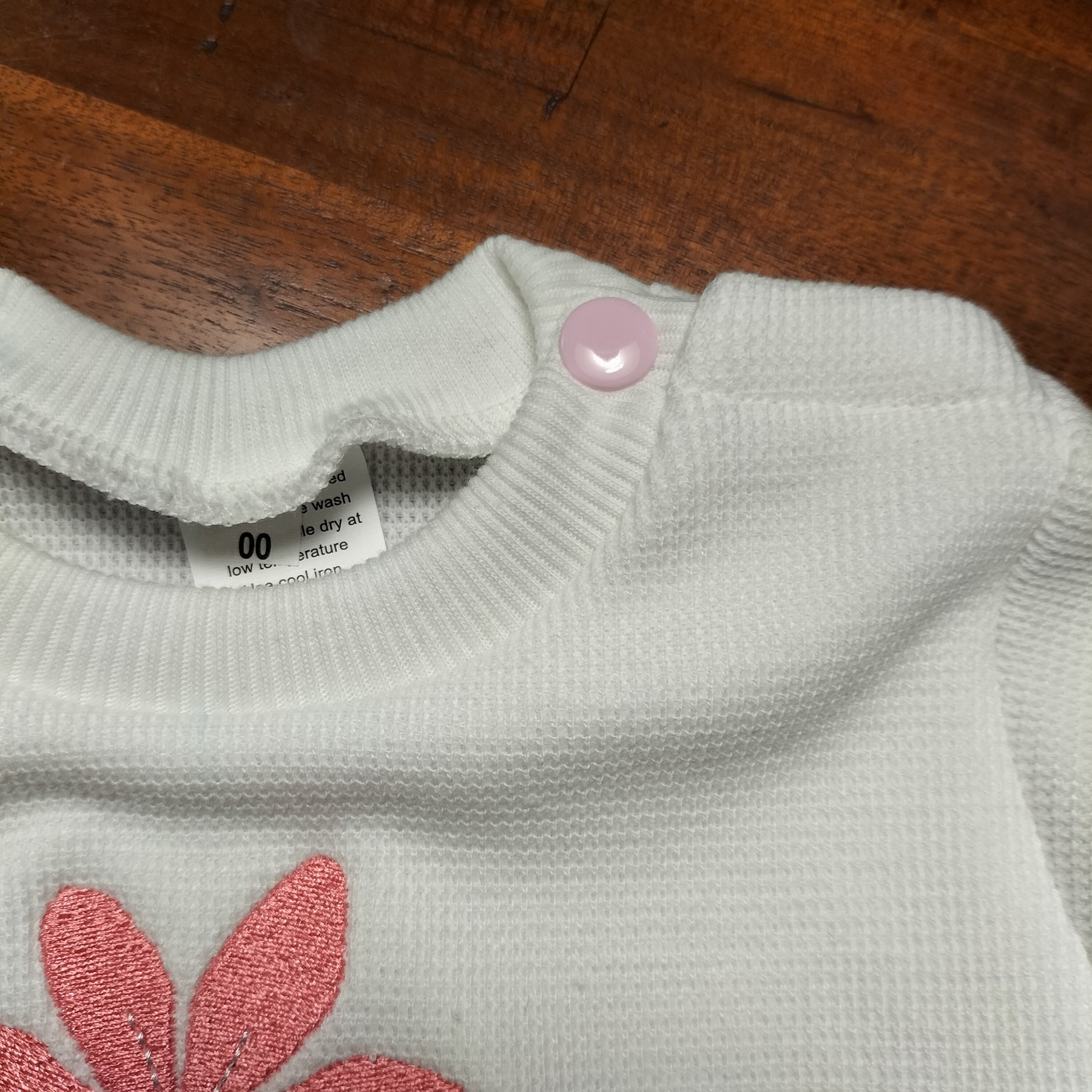 White Waffle Knit Romper Suit with Daisy