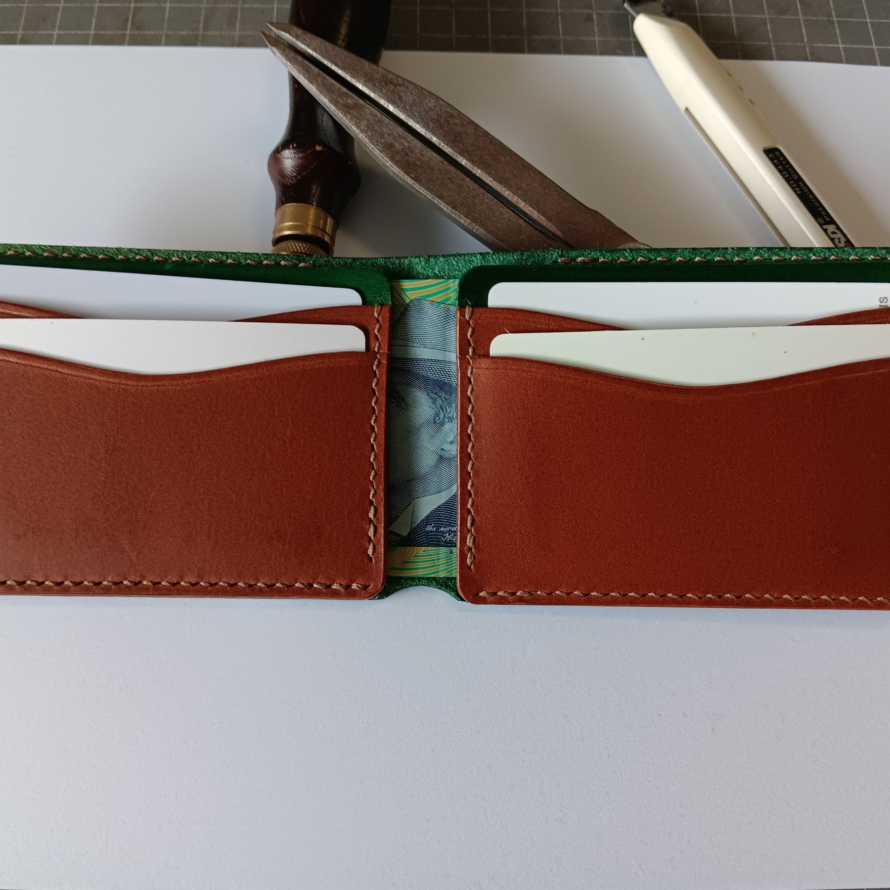Men's Wallet Cardholder - Green/Chestnut