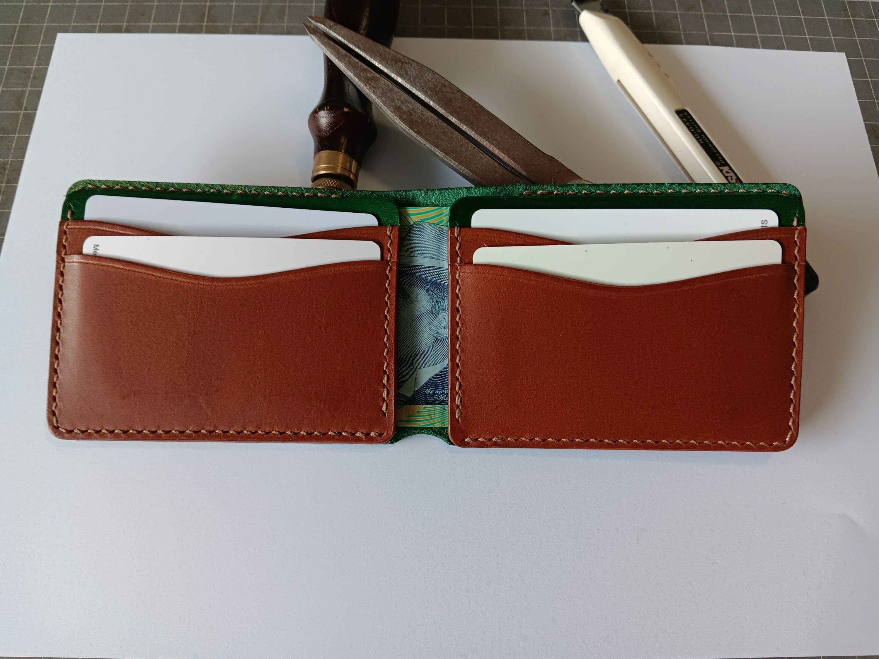 Men's Wallet Cardholder - Green/Chestnut