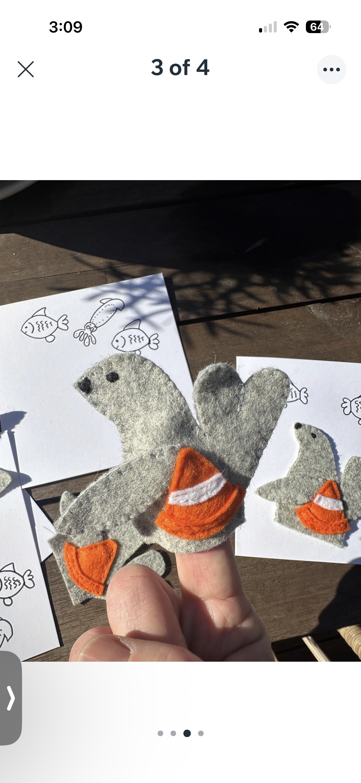 Neil the seal finger puppet