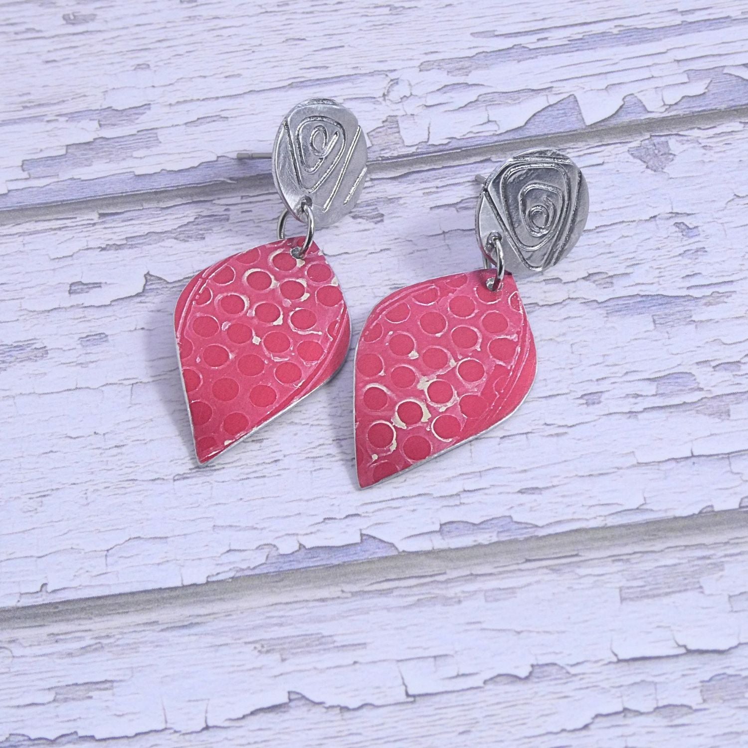 Hand printed anodised aluminium earrings - Scarlet Grace Collection