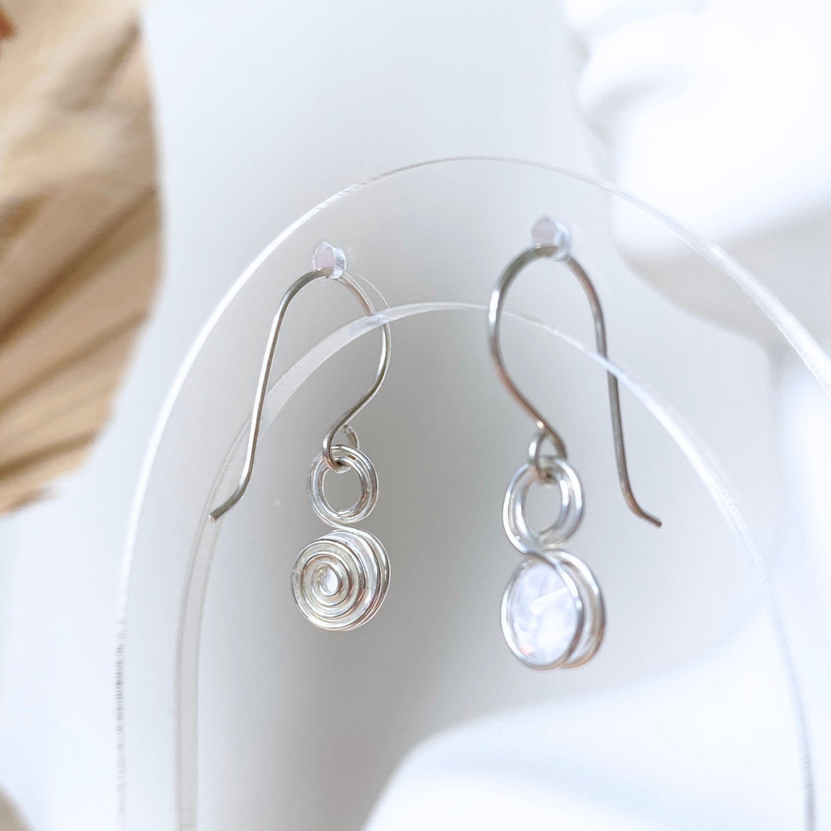 NEW Moonstone White crystal dangle earrings | Sterling silver | June birthstone gift