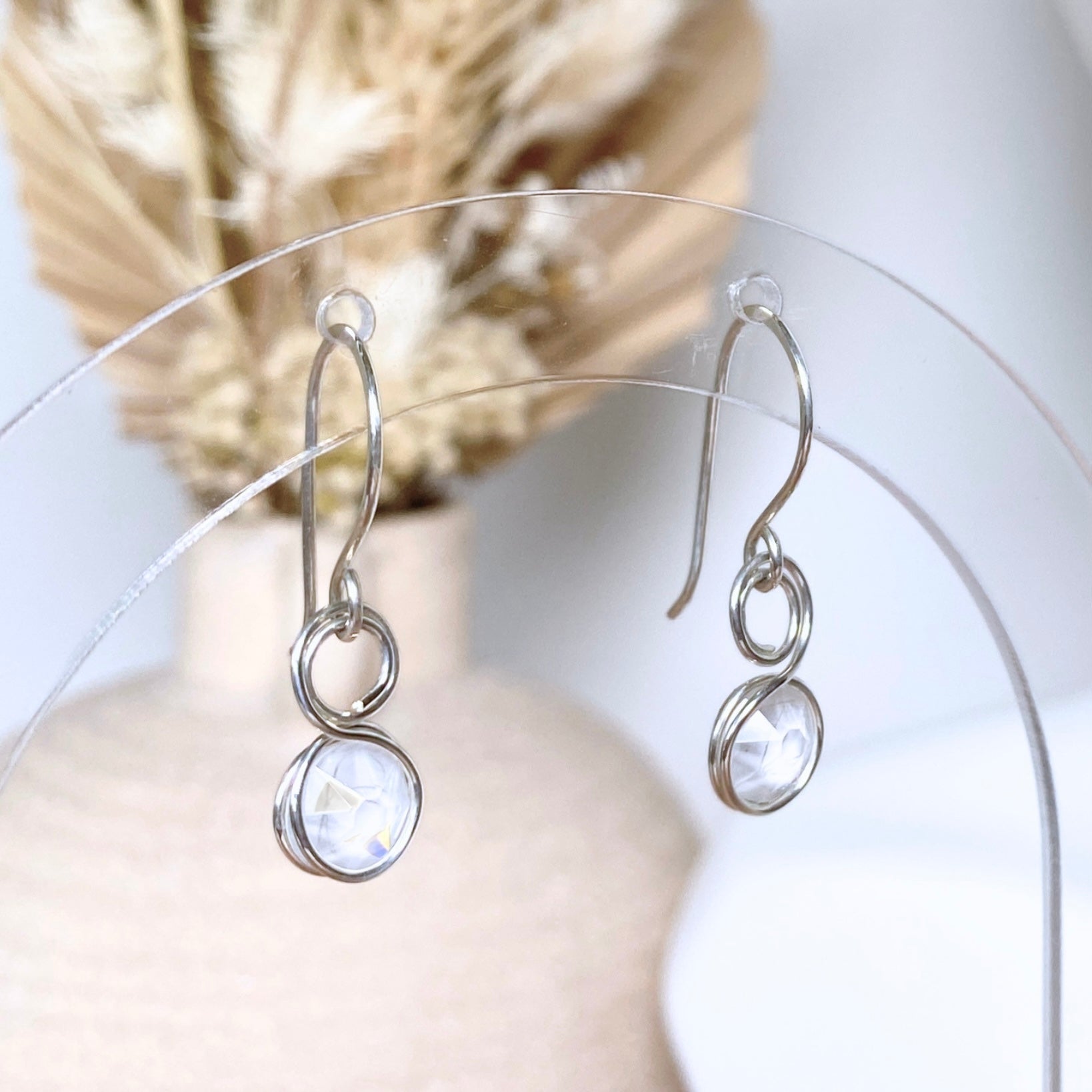 NEW Moonstone White crystal dangle earrings | Sterling silver | June birthstone gift