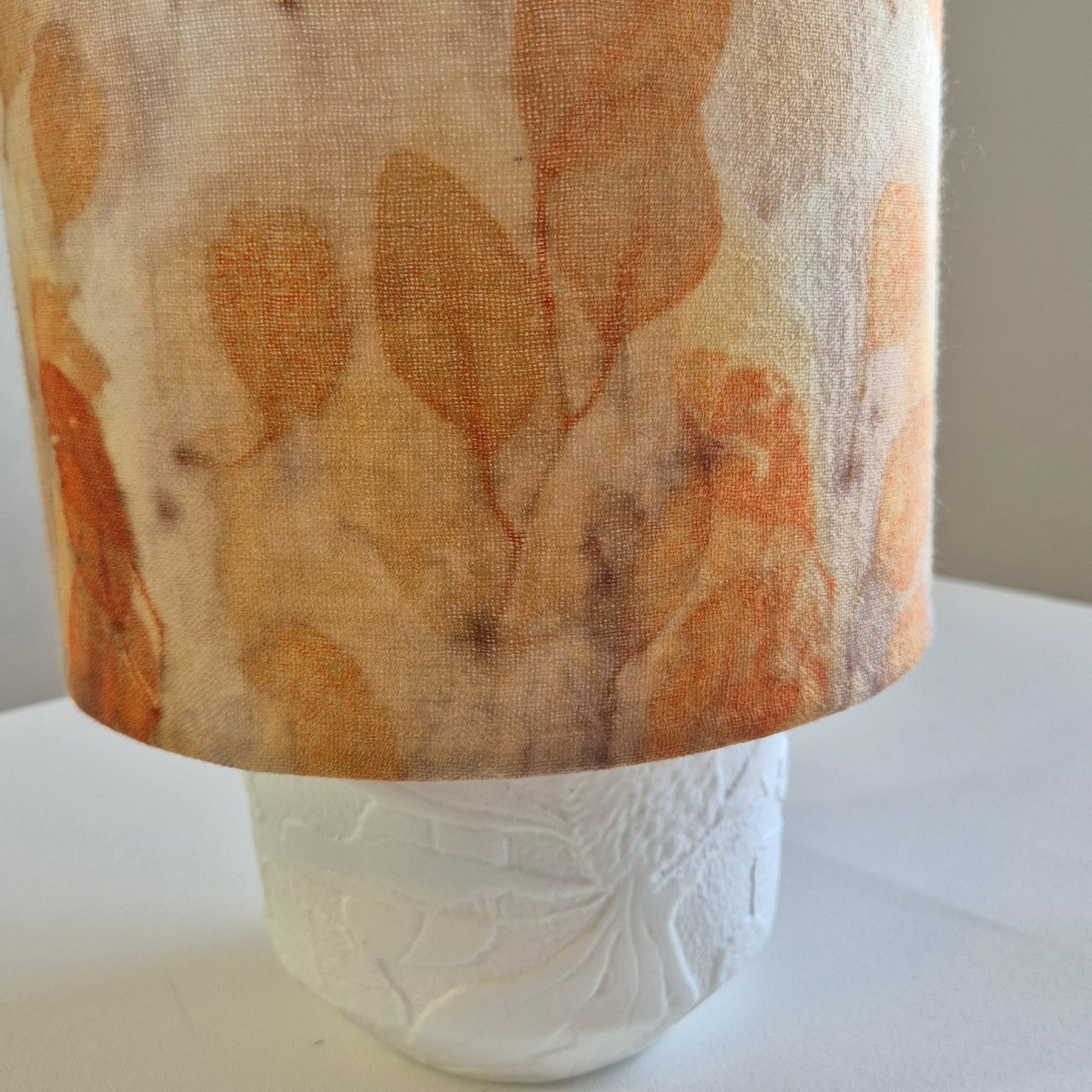Lampshade small ecoprinted eucalyptus leaves