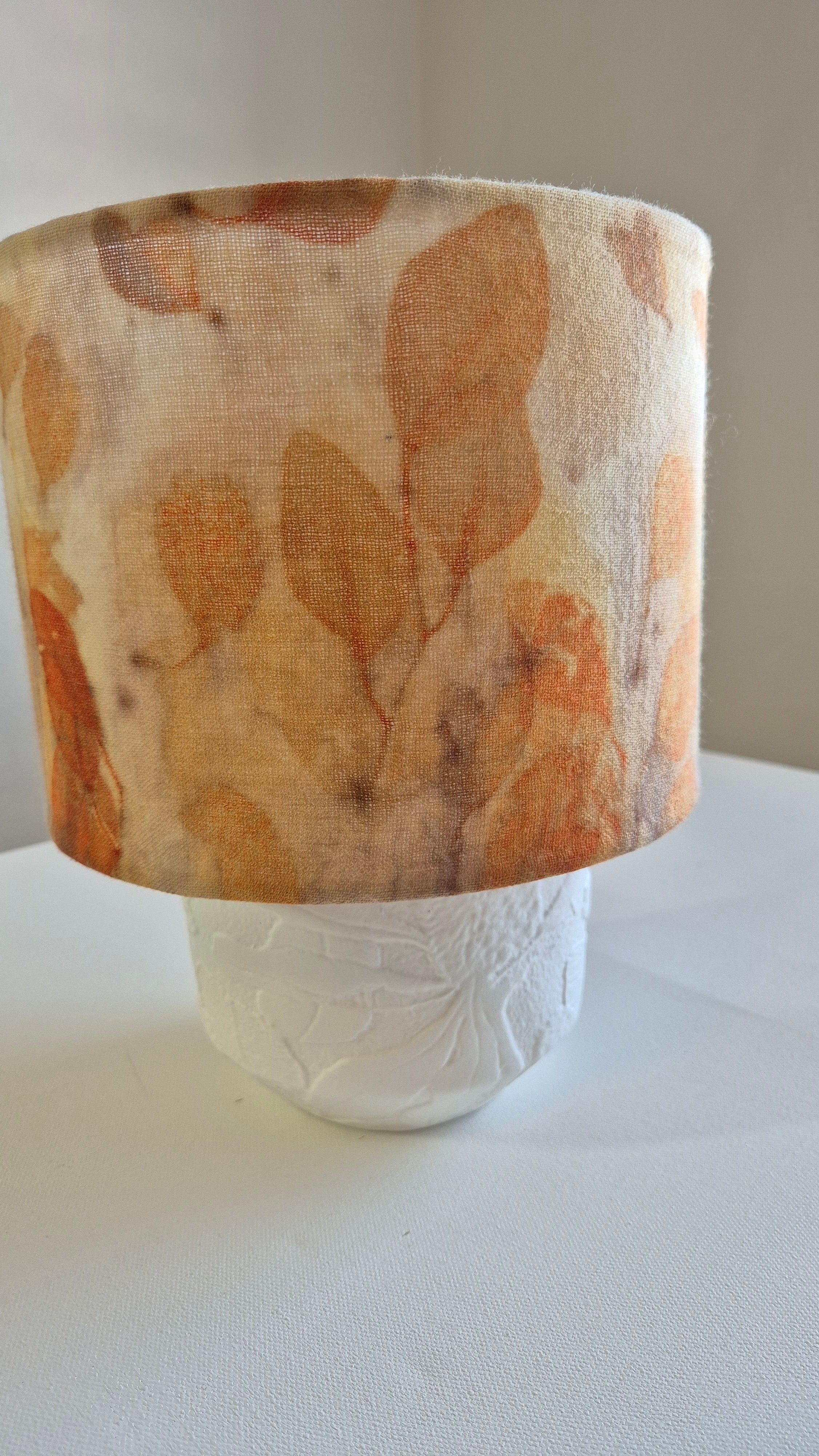 Lampshade small ecoprinted eucalyptus leaves