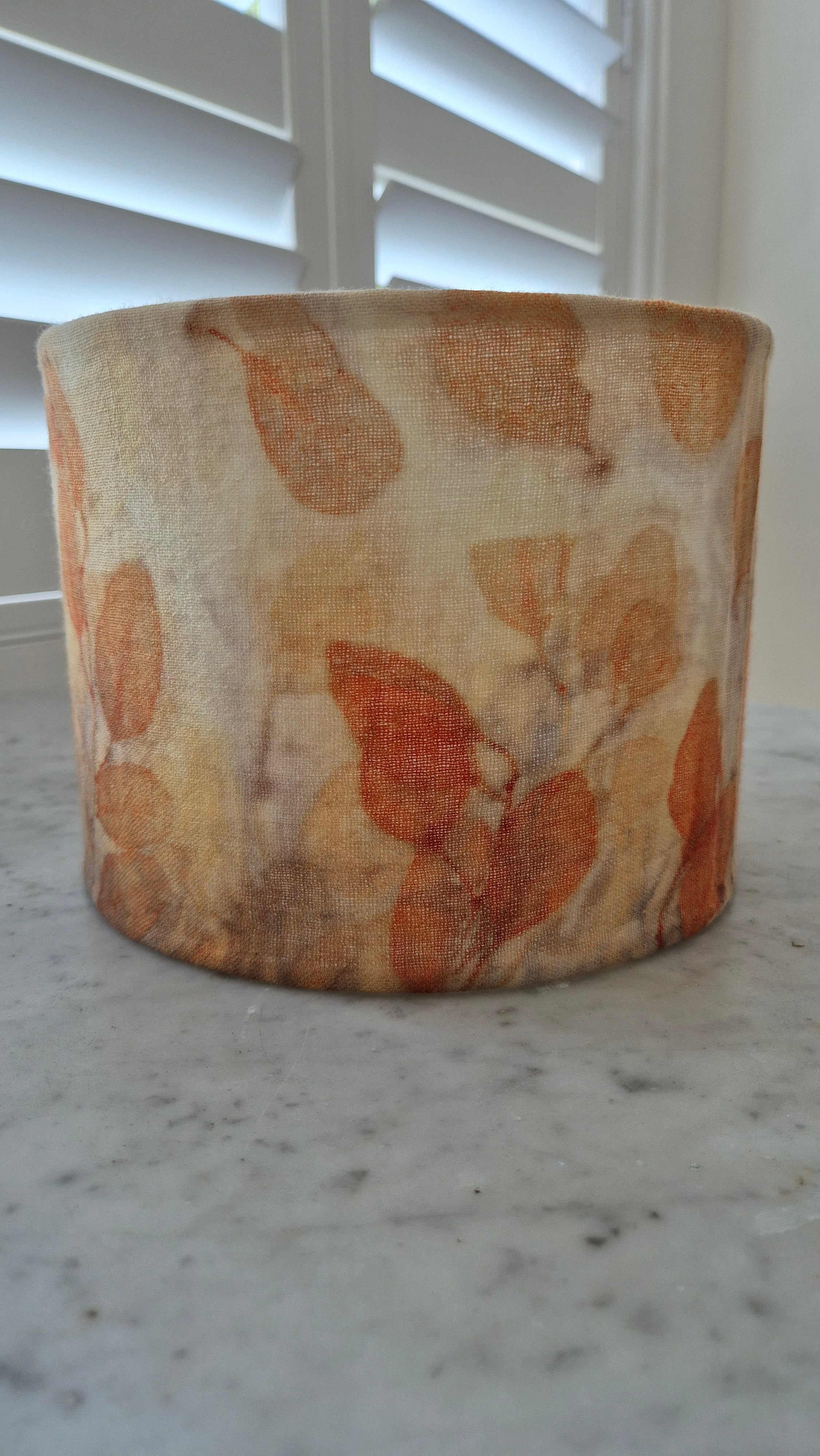 Lampshade small ecoprinted eucalyptus leaves