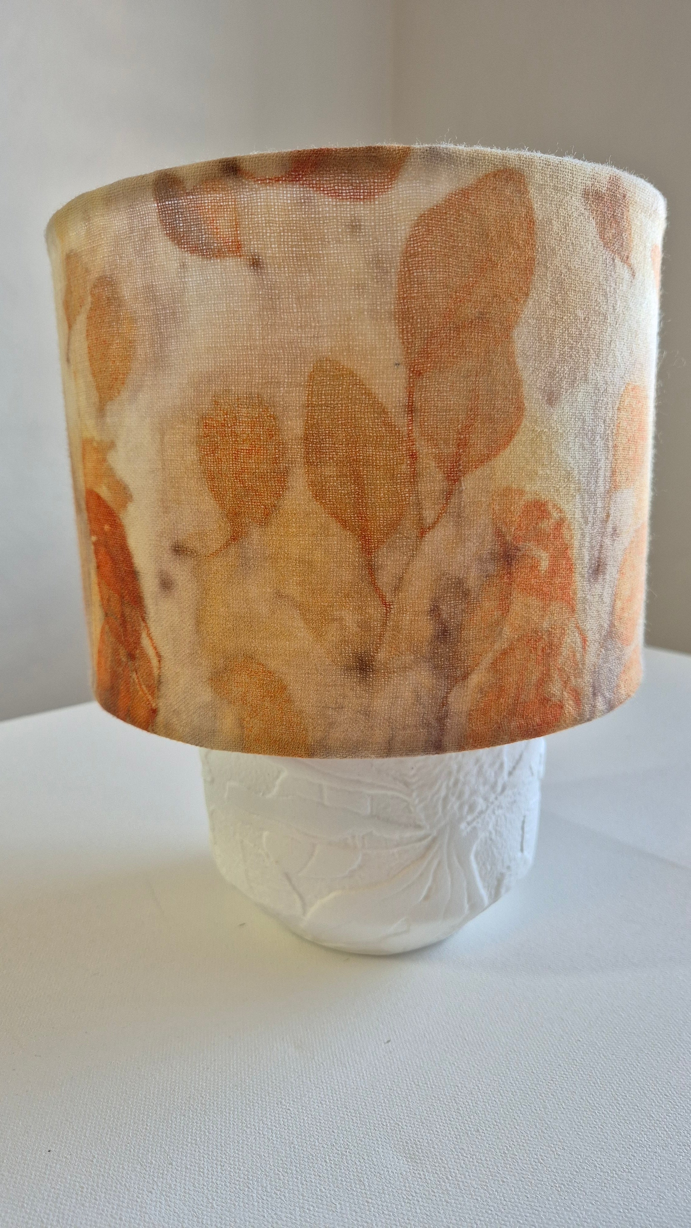 Lampshade small ecoprinted eucalyptus leaves