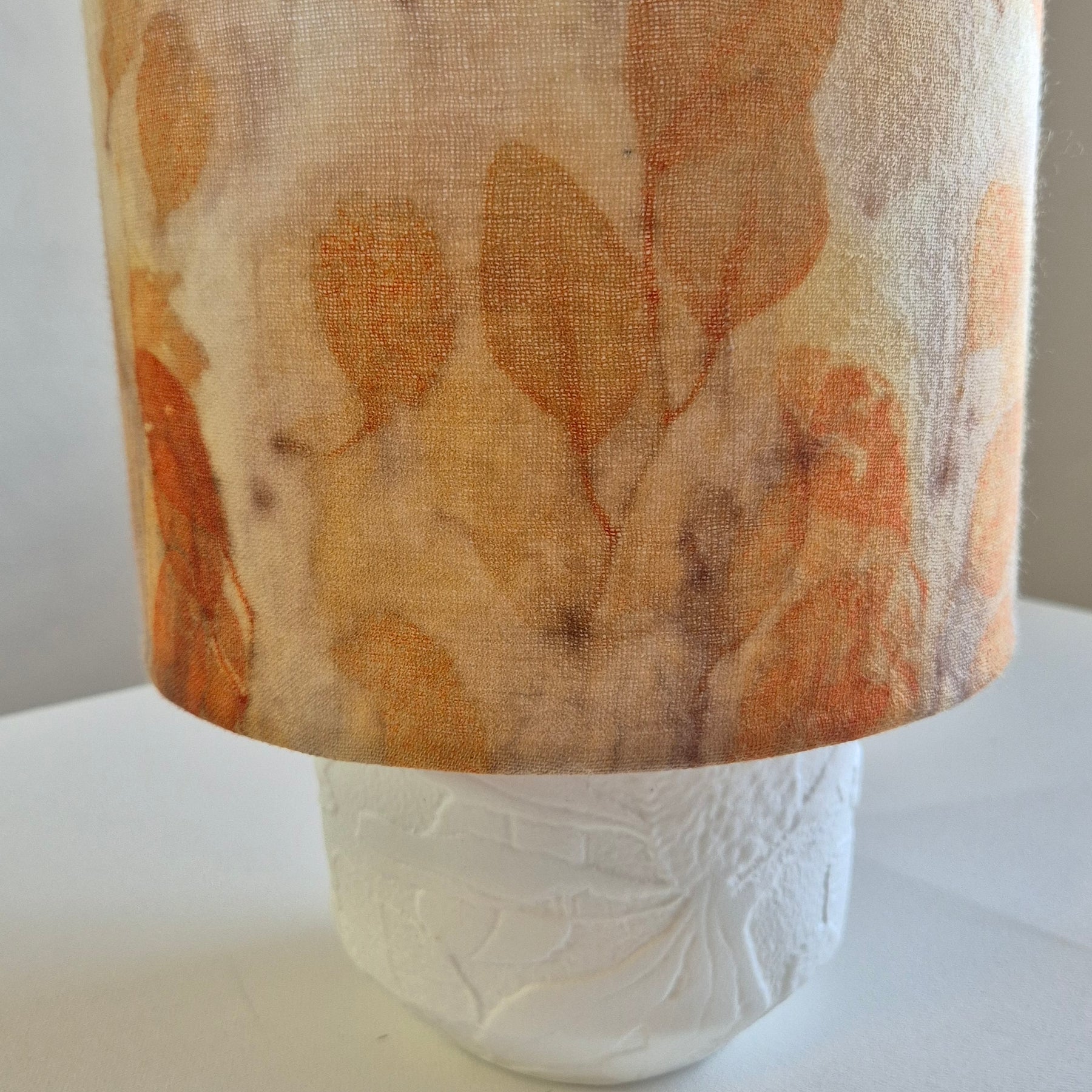 Lampshade small ecoprinted eucalyptus leaves