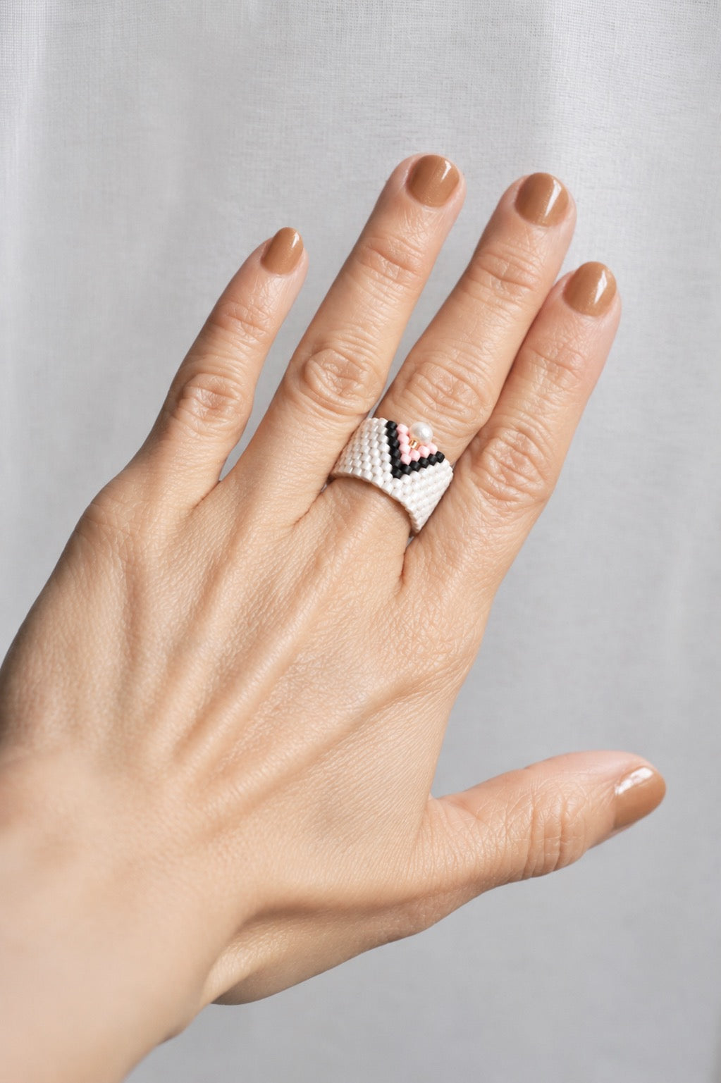 Customised Beaded Geometric Ring