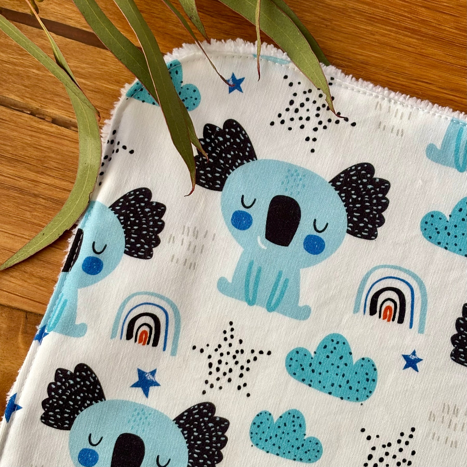 Baby Bib and Burp Cloth Set | Blue Koalas | Ready to Ship