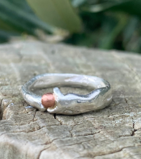 Seed Ring | Sand Cast Sterling Silver with Copper