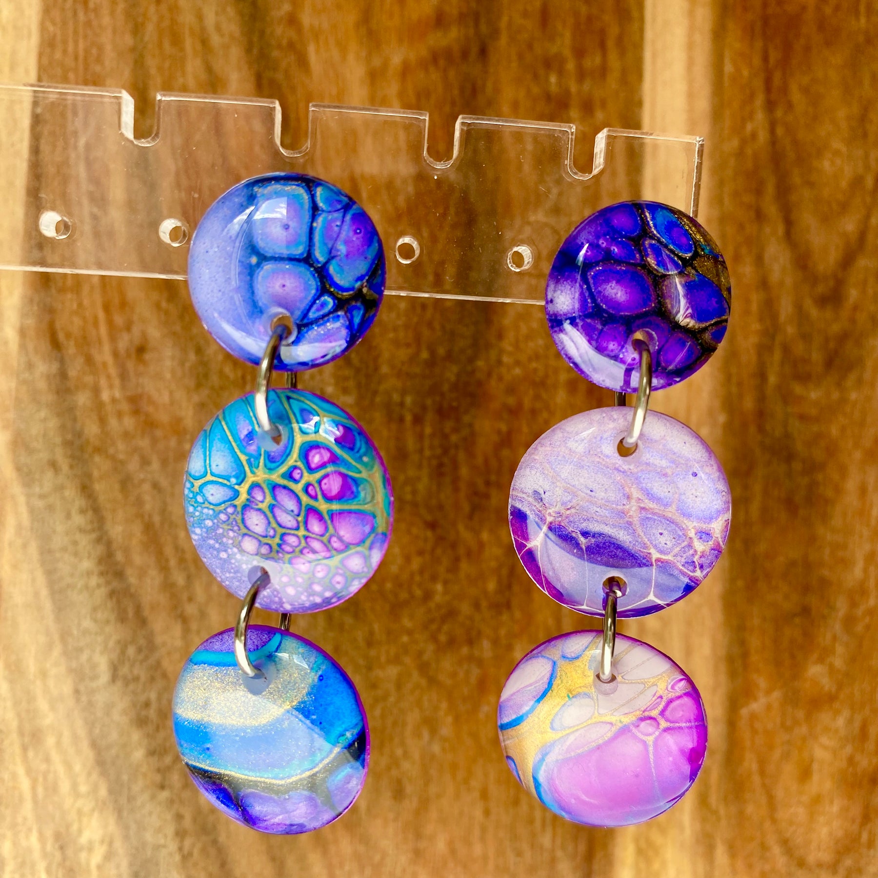 SOLD Artisan Hand Painted Stud Dangle Earrings