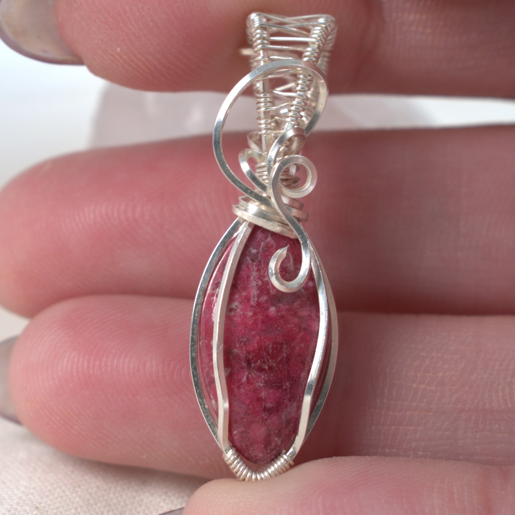 Wire Wrapped Thulite Keepsake Pendant