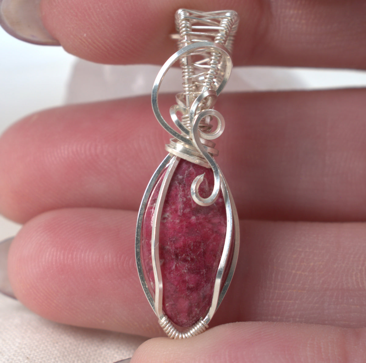 Wire Wrapped Thulite Keepsake Pendant