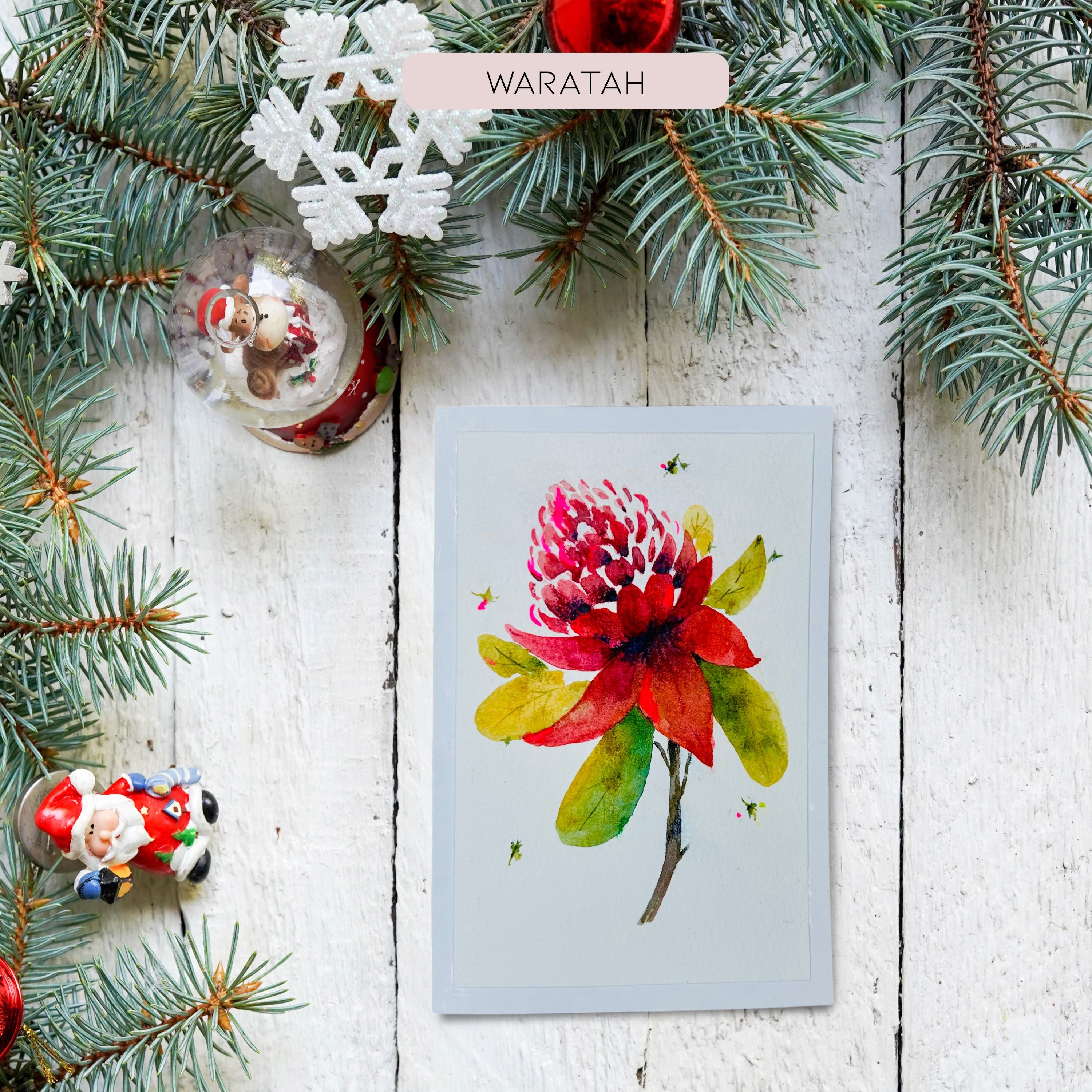 Handmade Australian Floral Greeting Cards – Waratah, Kangaroo Paw, Banksia & Bottlebrush | Gift & Keepsake Art Card | Free Shipping