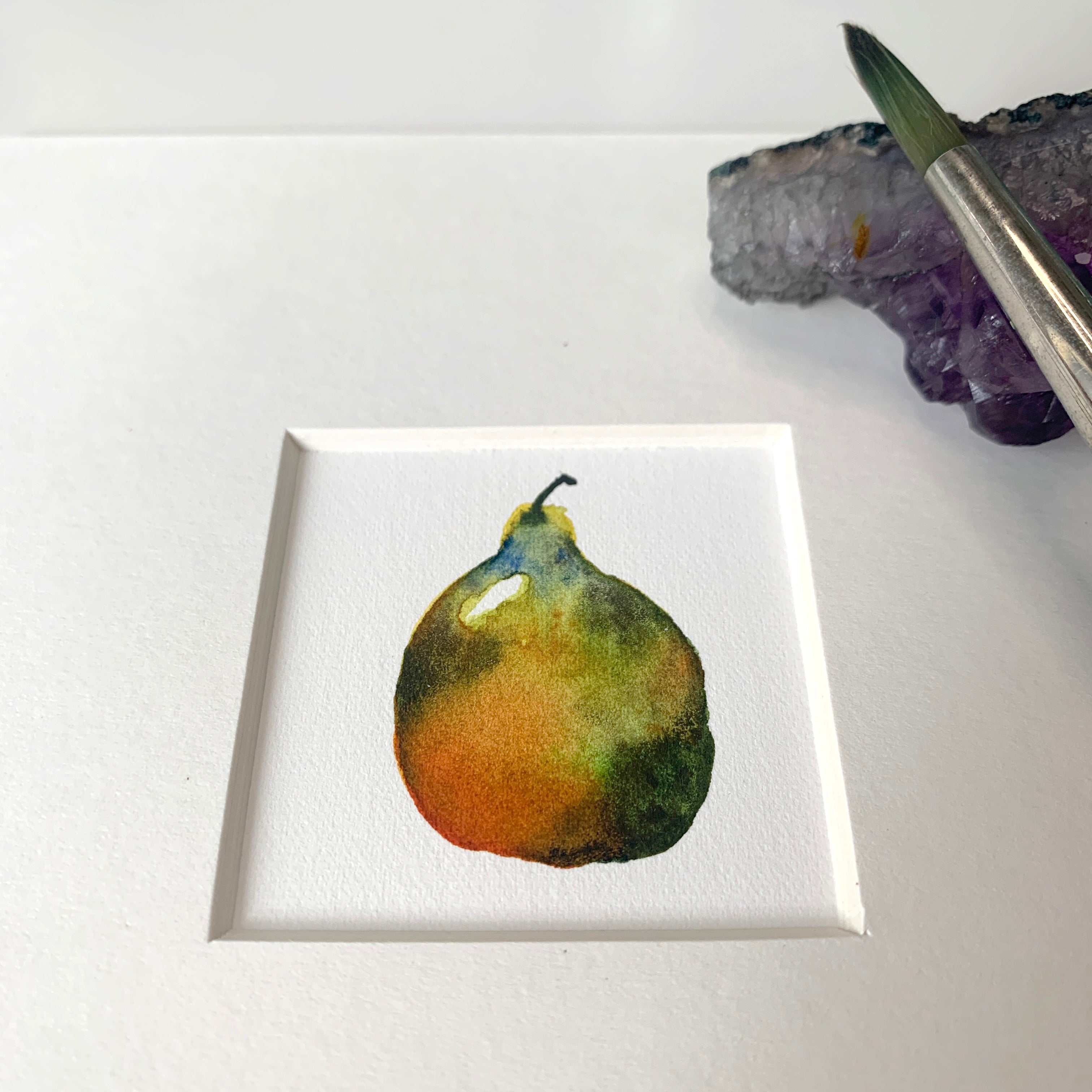 Mini Original Hand-painted Watercolour Artwork - "Mini Pear #2"