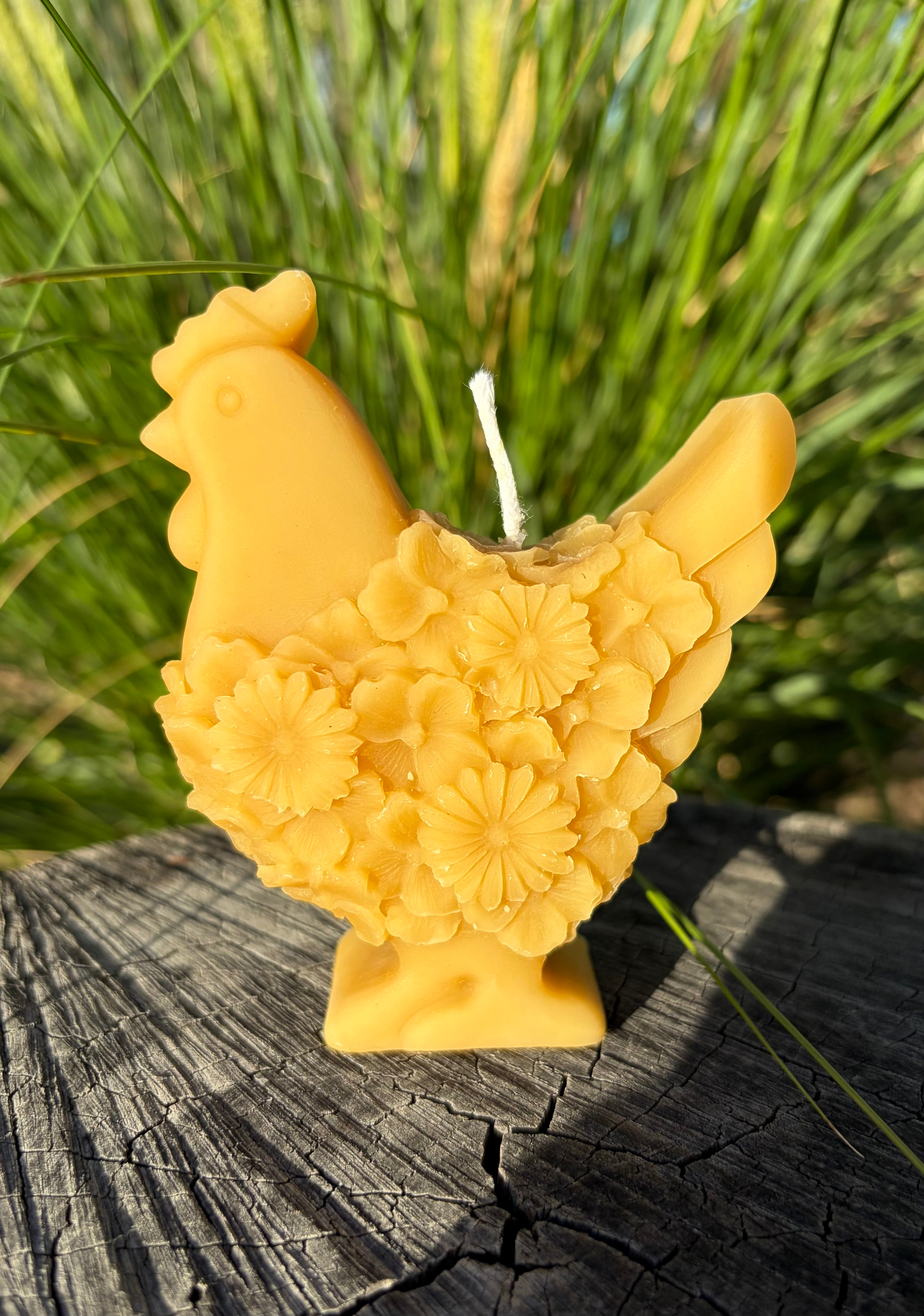 Floral Chook Beeswax Candle
