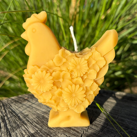 Floral Chook Beeswax Candle