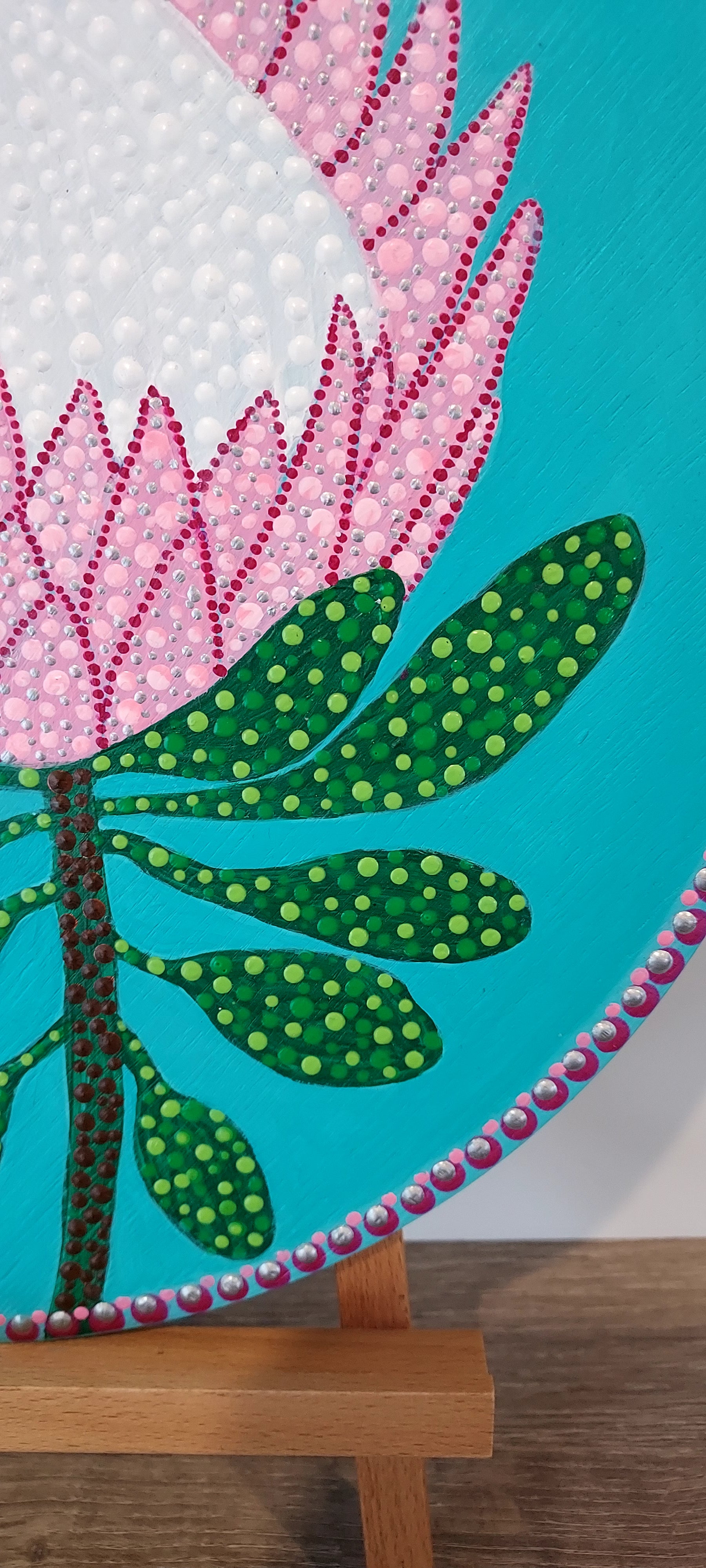New Original design Dot Art  called " Pink Protea"