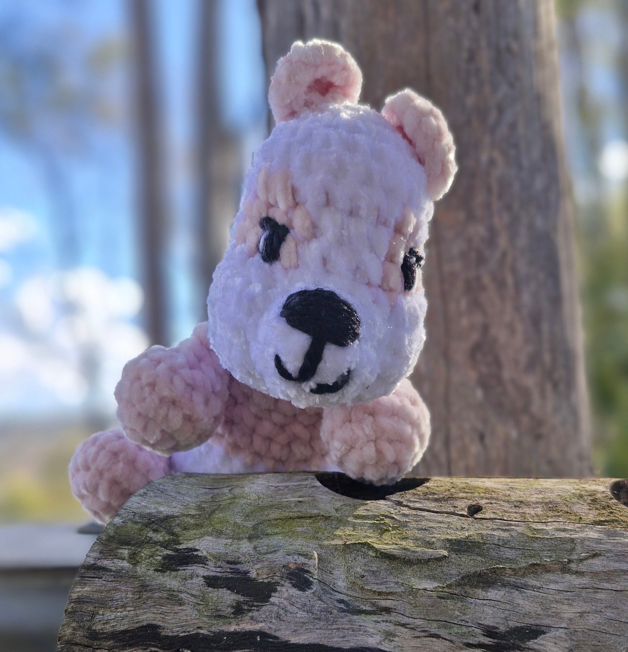 Handmade crochet Cutest little Sleepy Bear- Pink and White