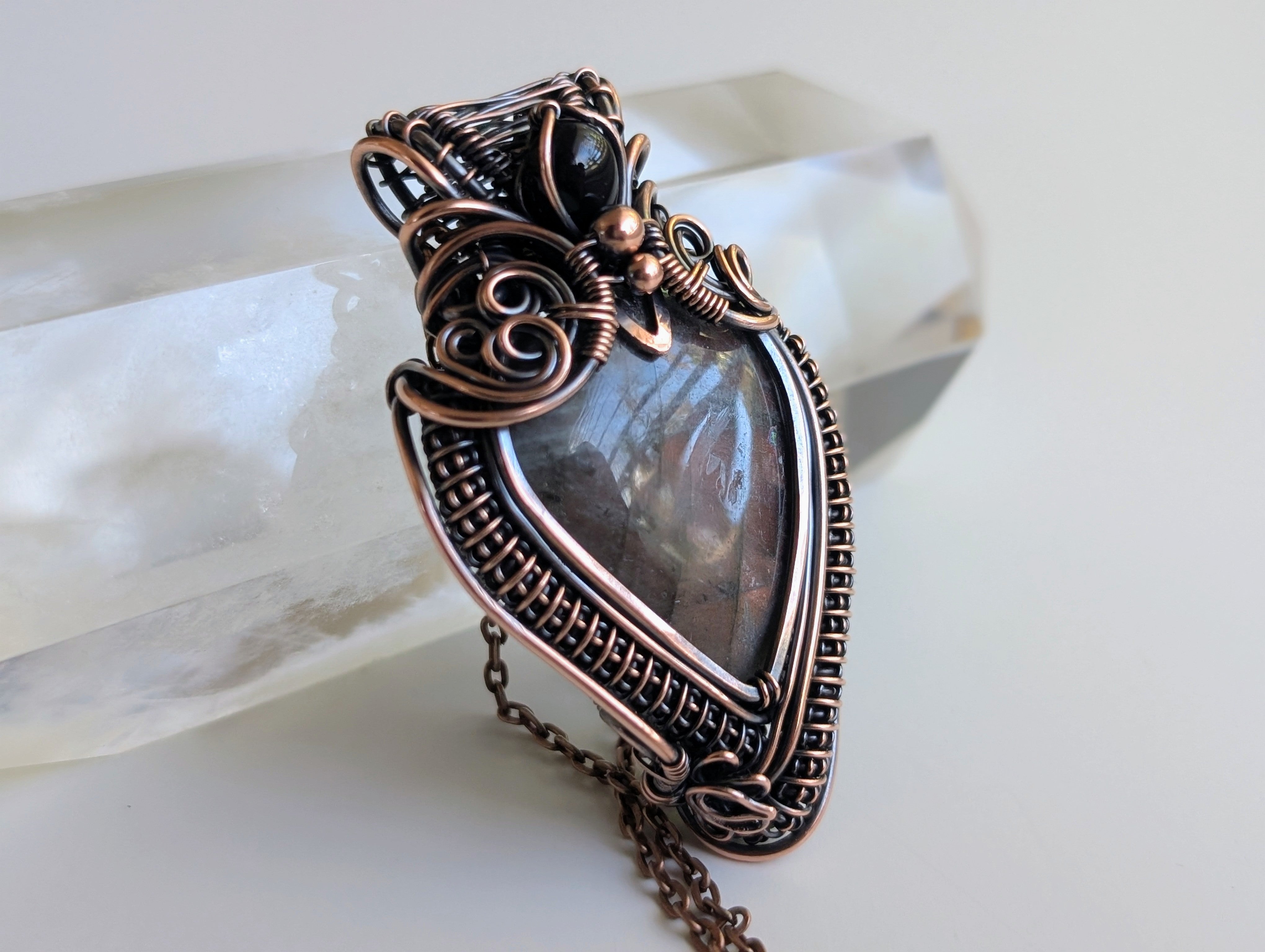 Kardia Two-Way Pendant - Labradorite & Black Onyx in Copper