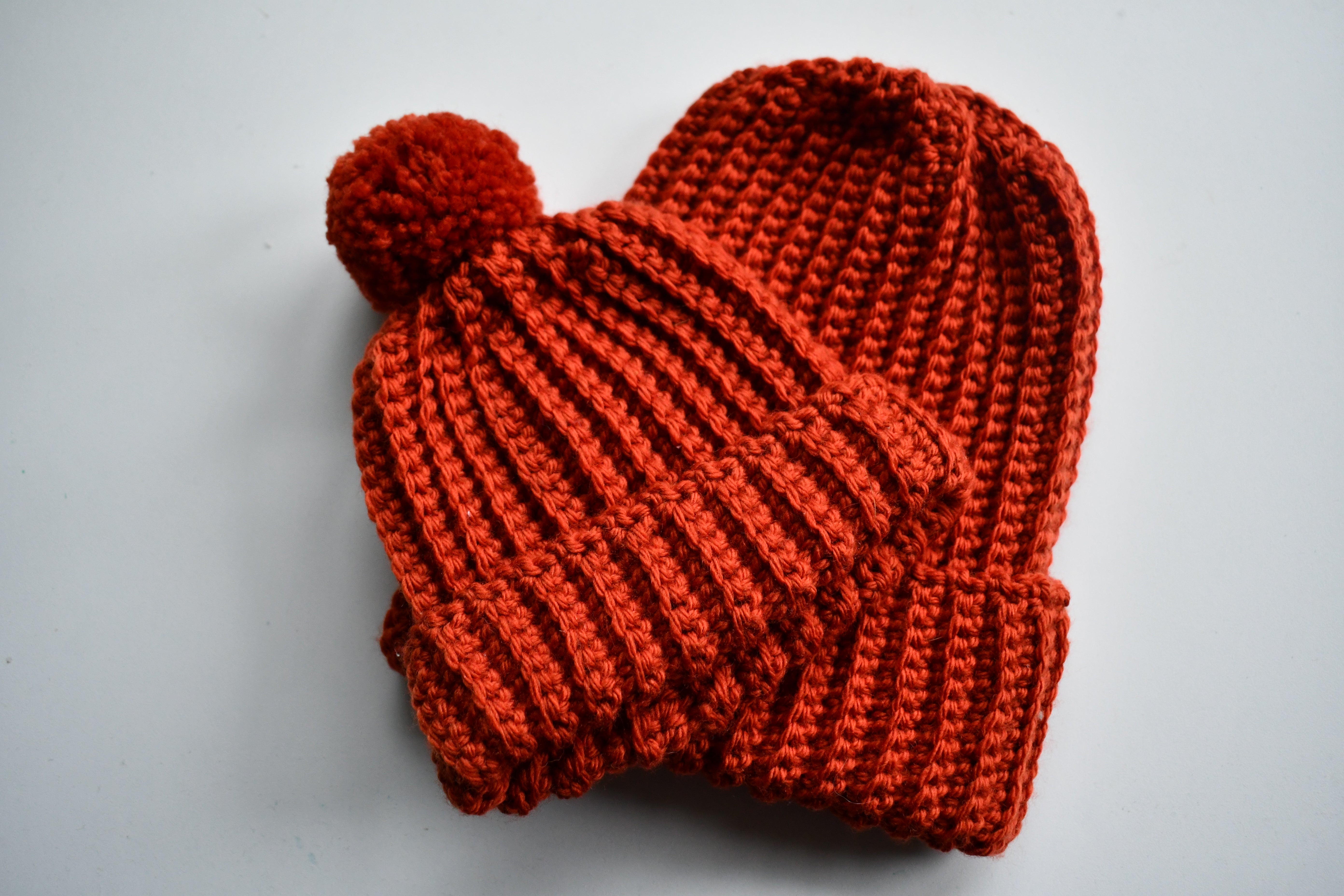 Mini & Me Beanie Duo Adult and Toddler Crochet Hat Set Rust Colour