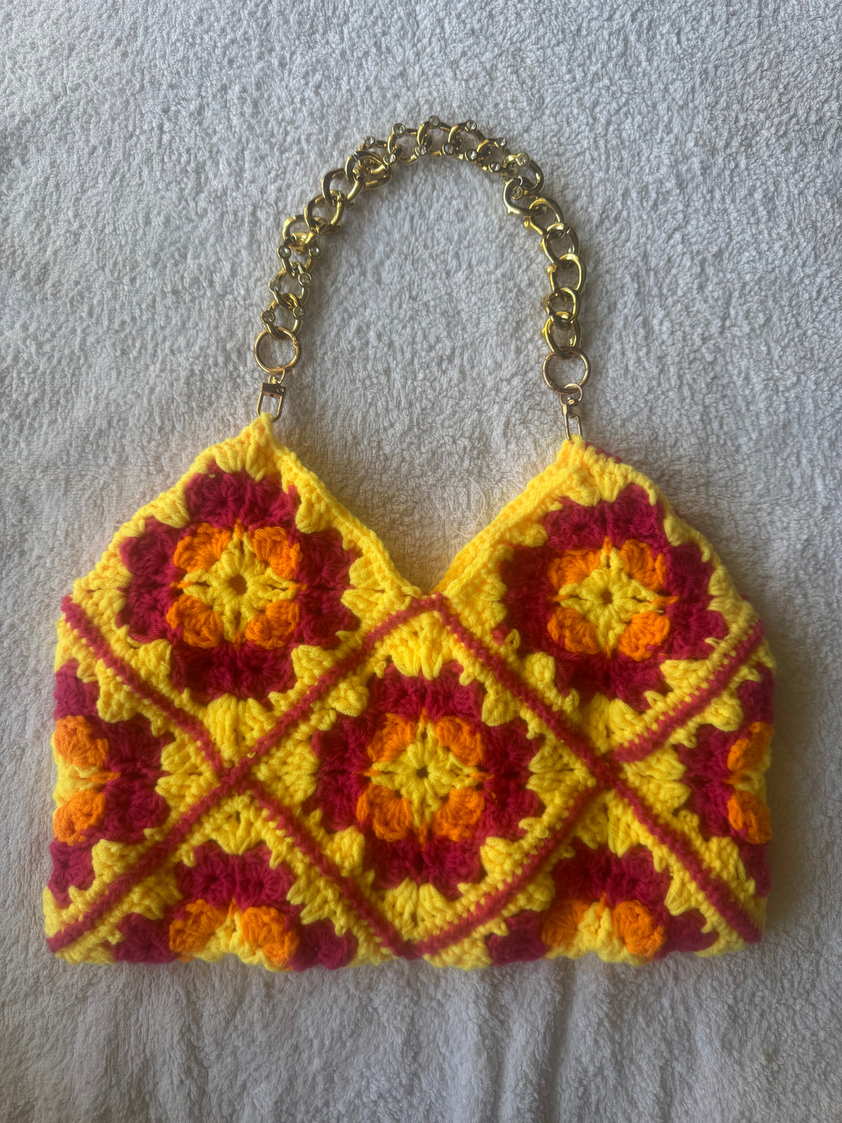 Bright Boho Crochet Shoulder Bag Chain Handle