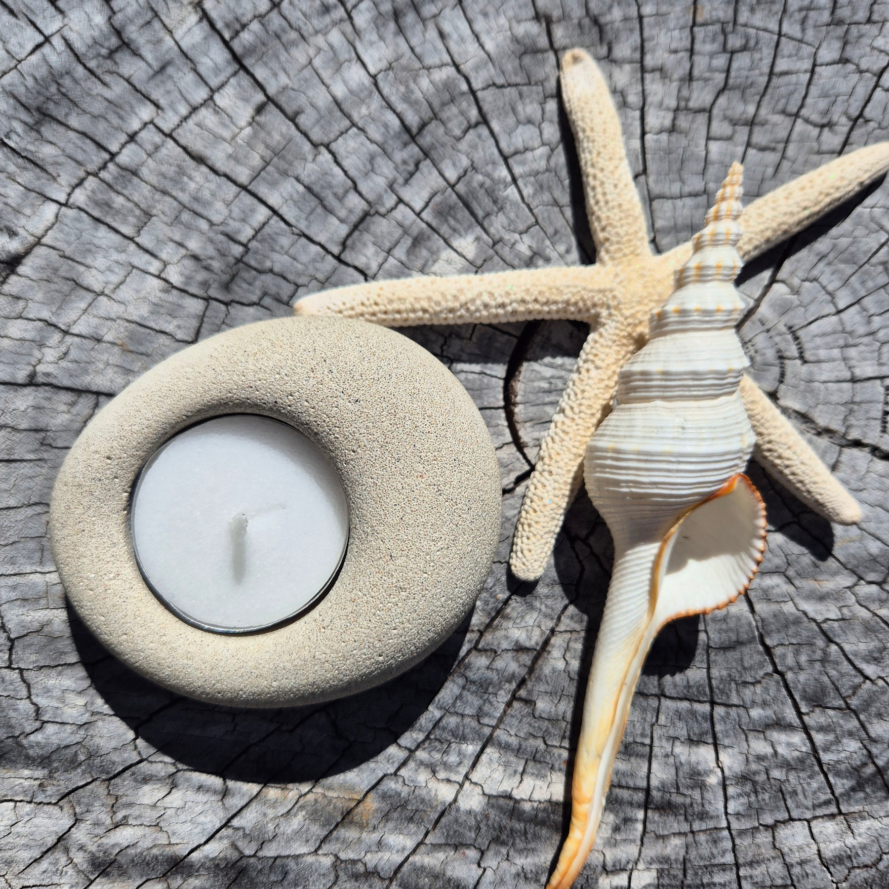 Eco-stone pebble shaped tealight candle holder