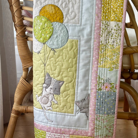Quilt keepsake Bundle with cushion and bunting.