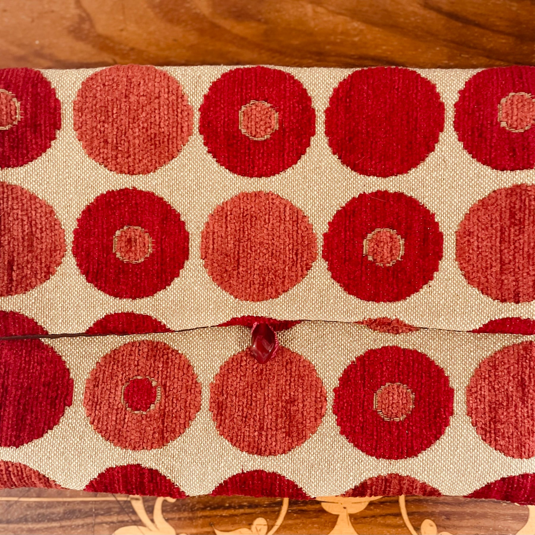 Red Spotty Velvet Tote Bag, Upcycled