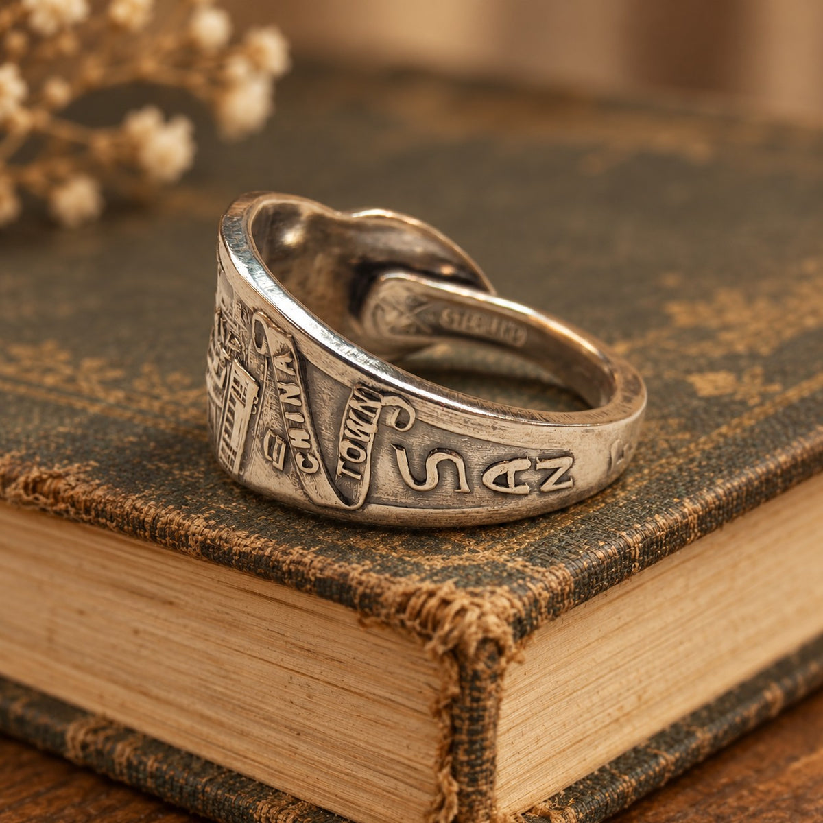Vintage Chinatown San Francisco Sterling Silver Spoon Ring – Towle – Size Q