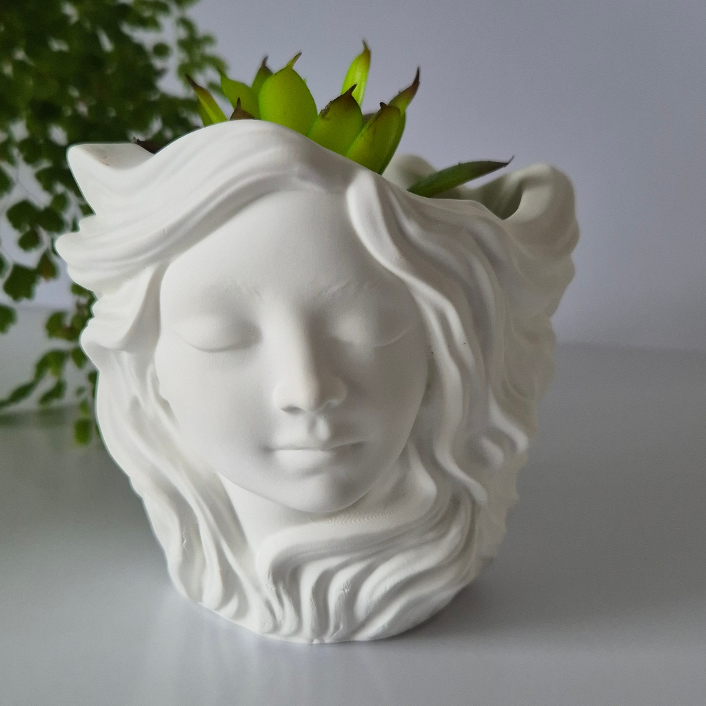 Female Face Eco-Resin Small Vase