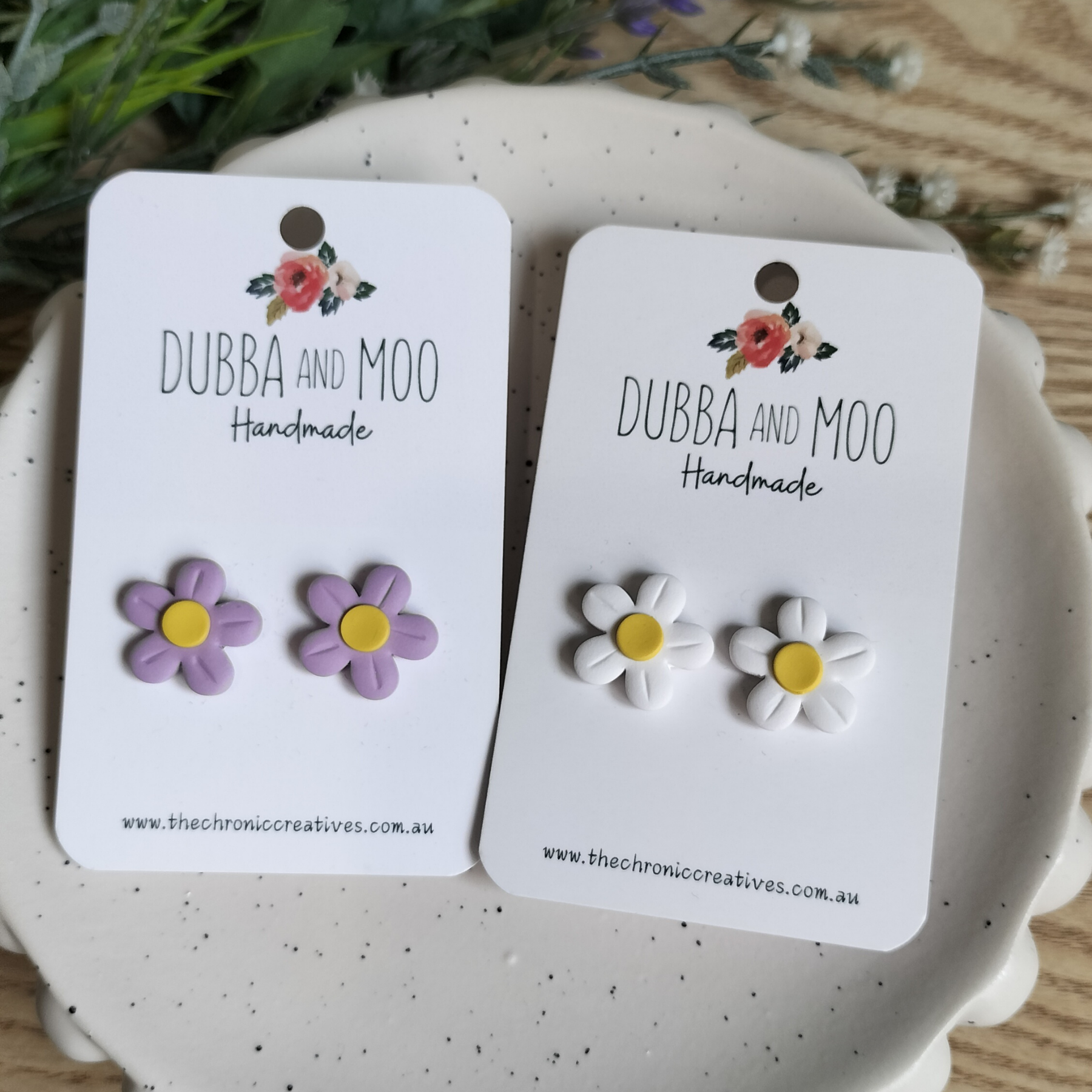 Large Daisy Polymer Clay Stud Earrings - Assorted Colours