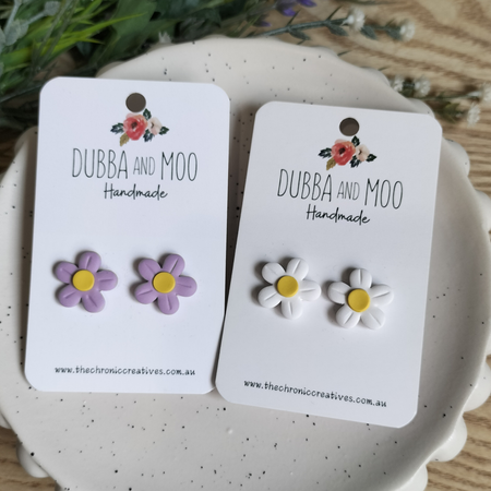 Large Daisy Polymer Clay Stud Earrings - Assorted Colours