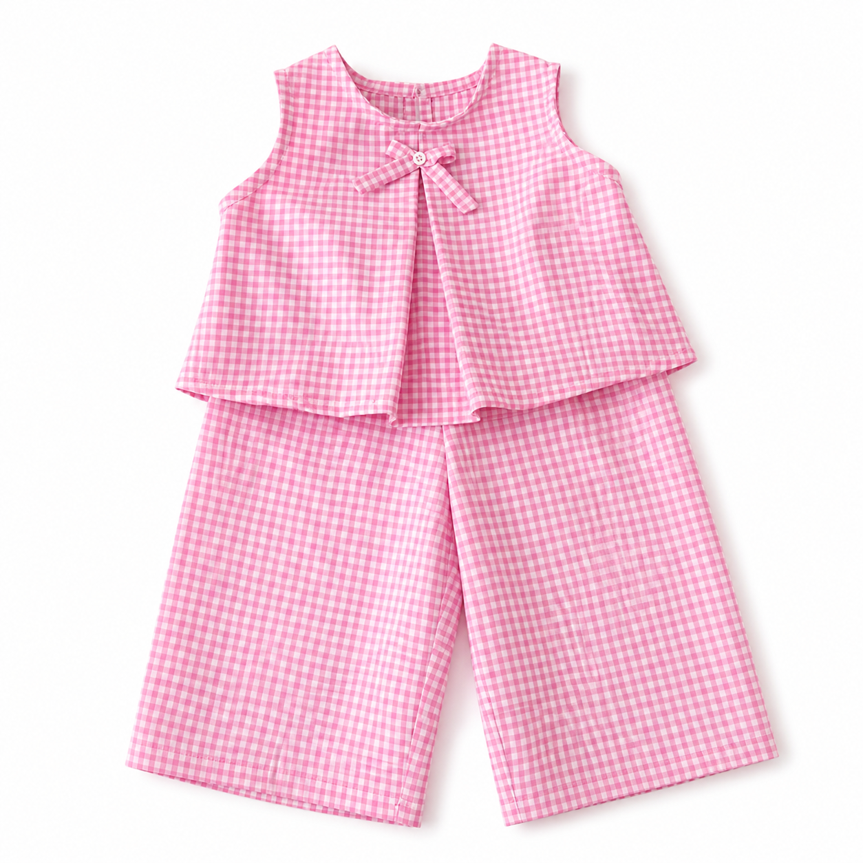 Pink Gingham Bow Top & Pants Set