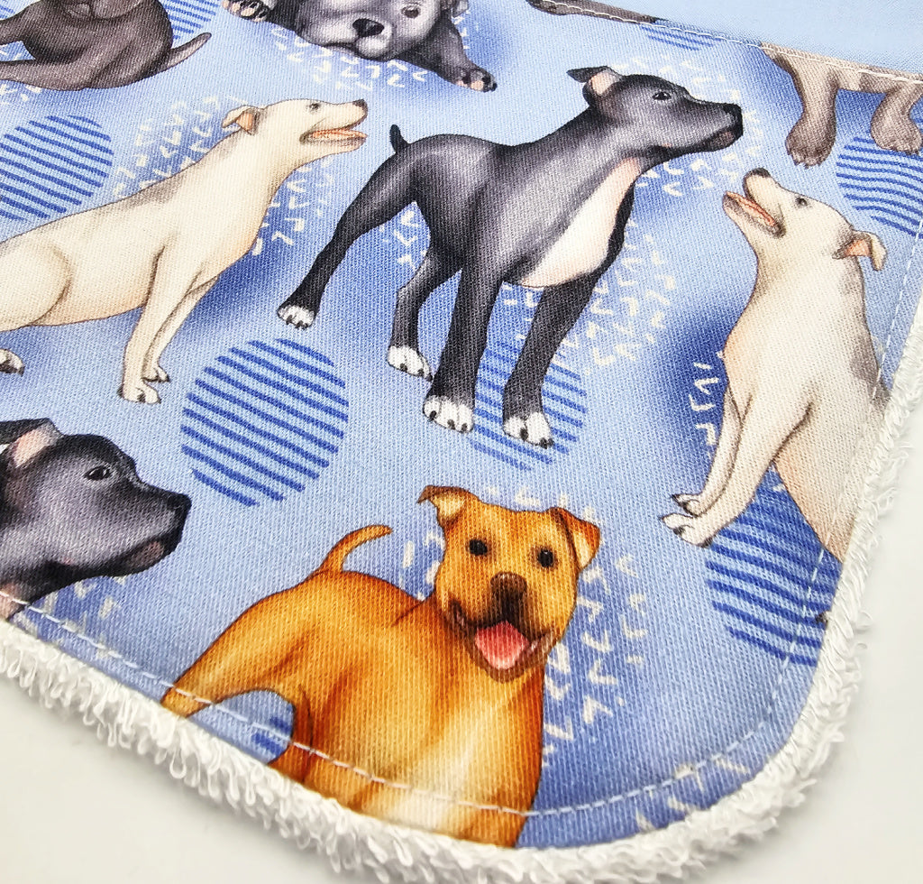 Personalised Baby Bib Gift Staffy Dog Fabric