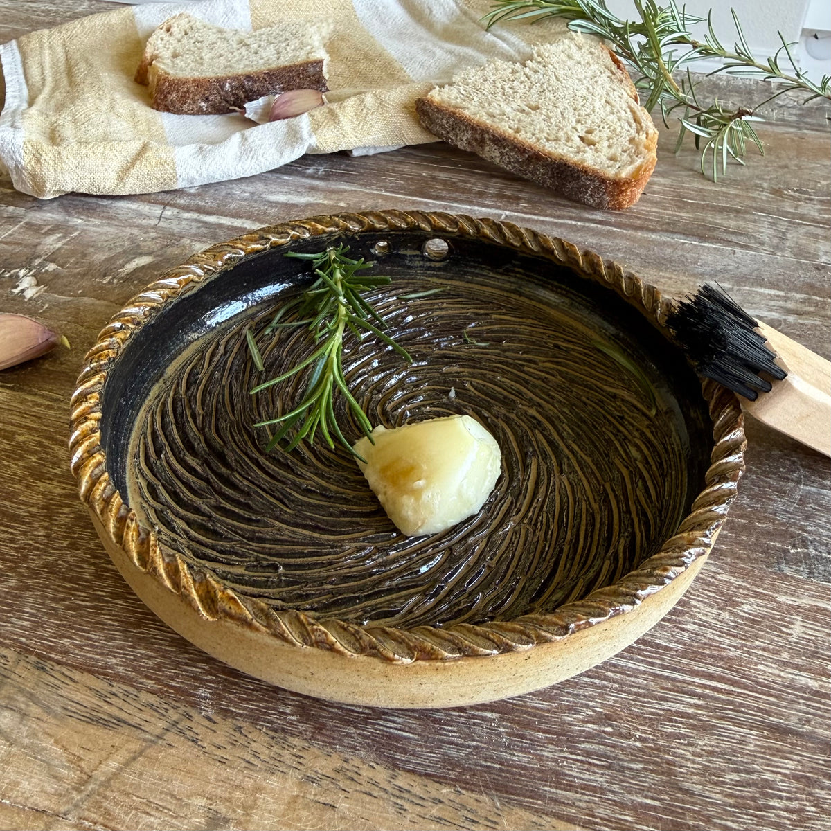 The Gathering Dish | Handmade Ceramic Garlic Grater, Herb & Dipping Dish