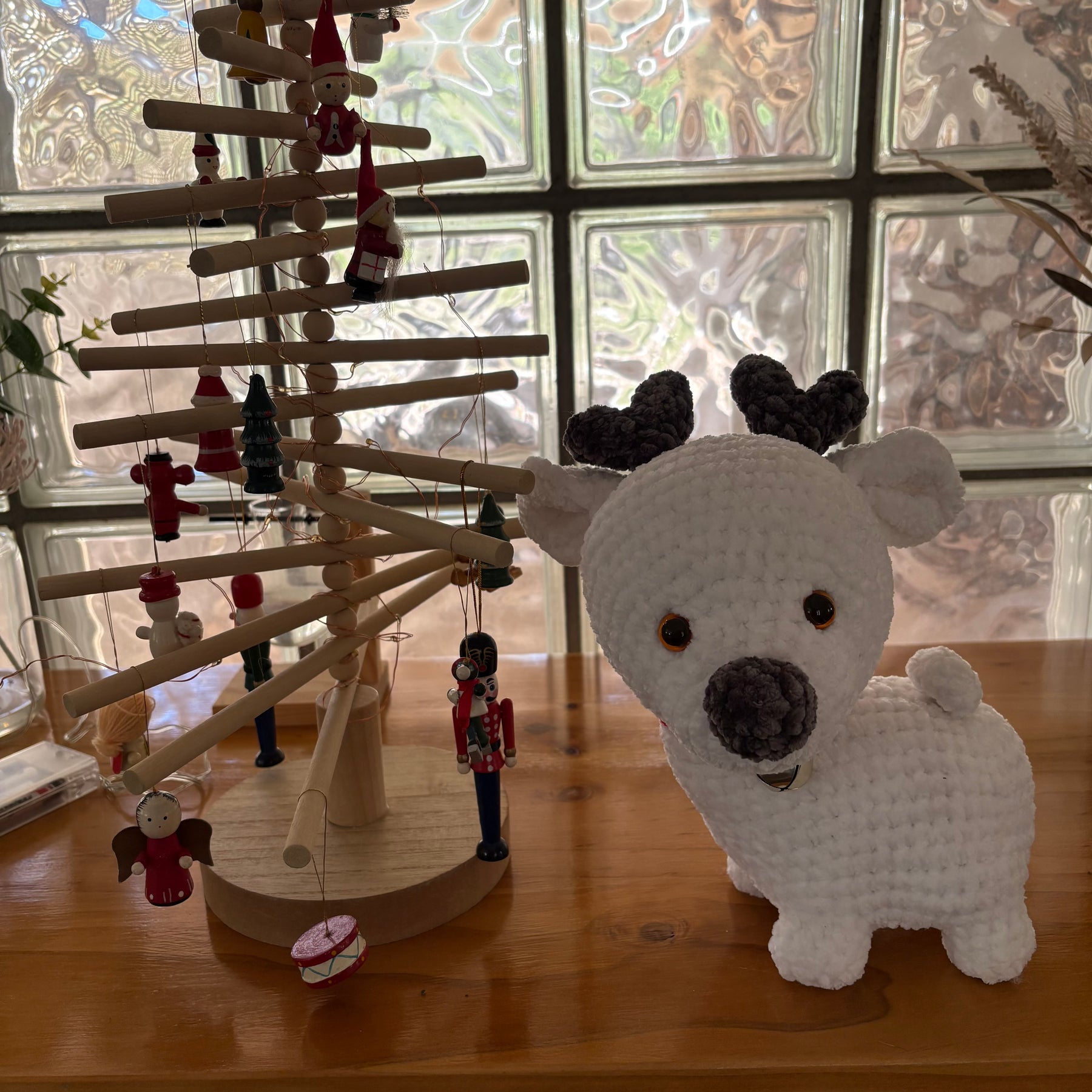 Crochet white reindeer