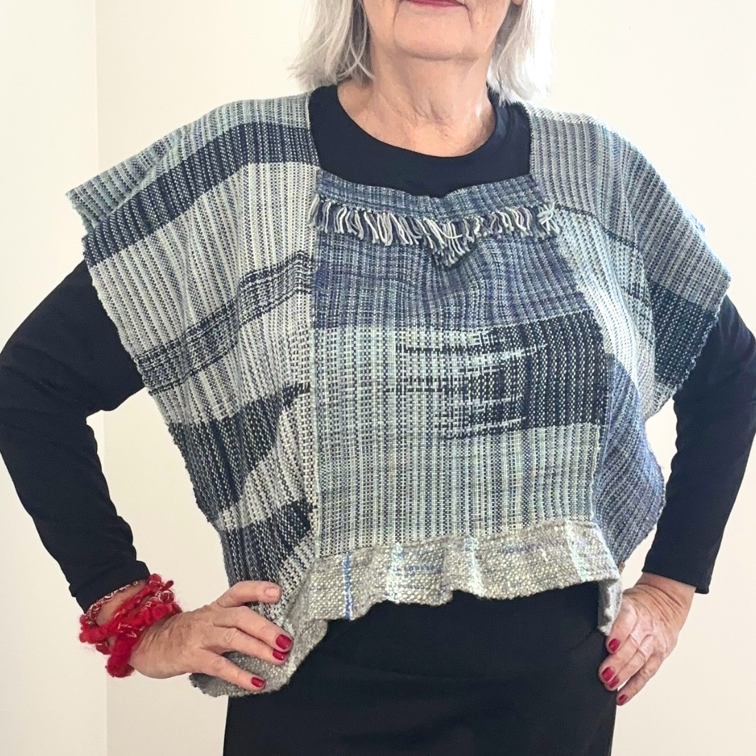 Handwoven Original Blue Top - Unique - Artisan - Patchwork