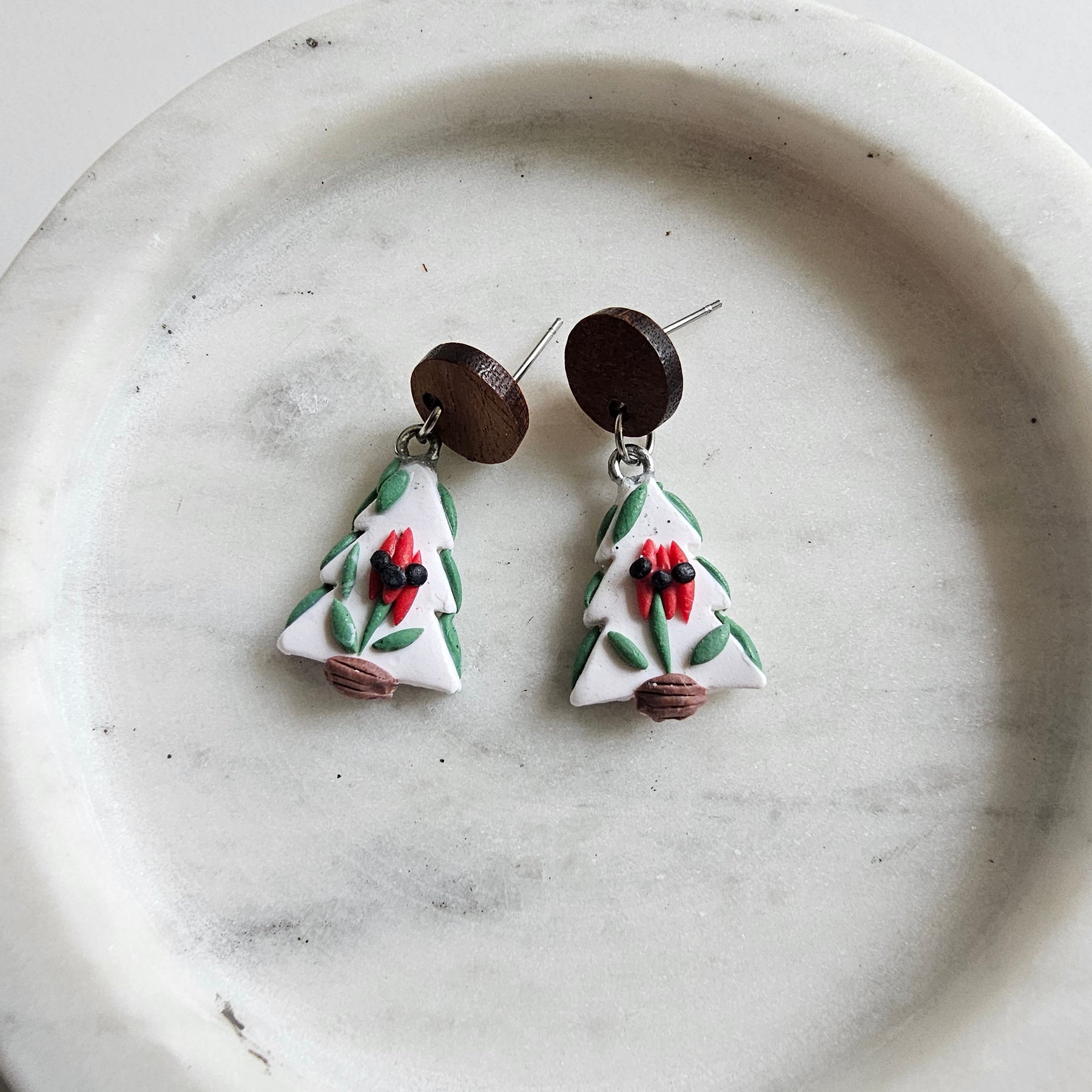 Australian WildFlower Sturt Pea Earrings Handmade Polymer Clay.