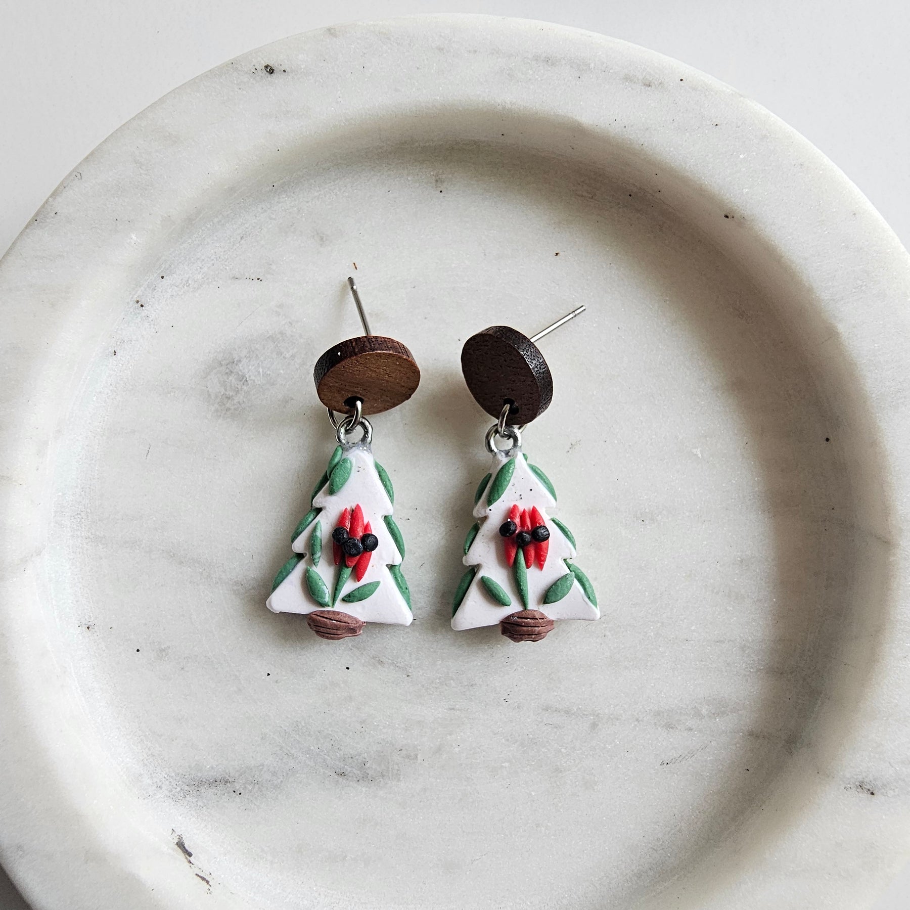 Australian WildFlower Sturt Pea Earrings Handmade Polymer Clay.