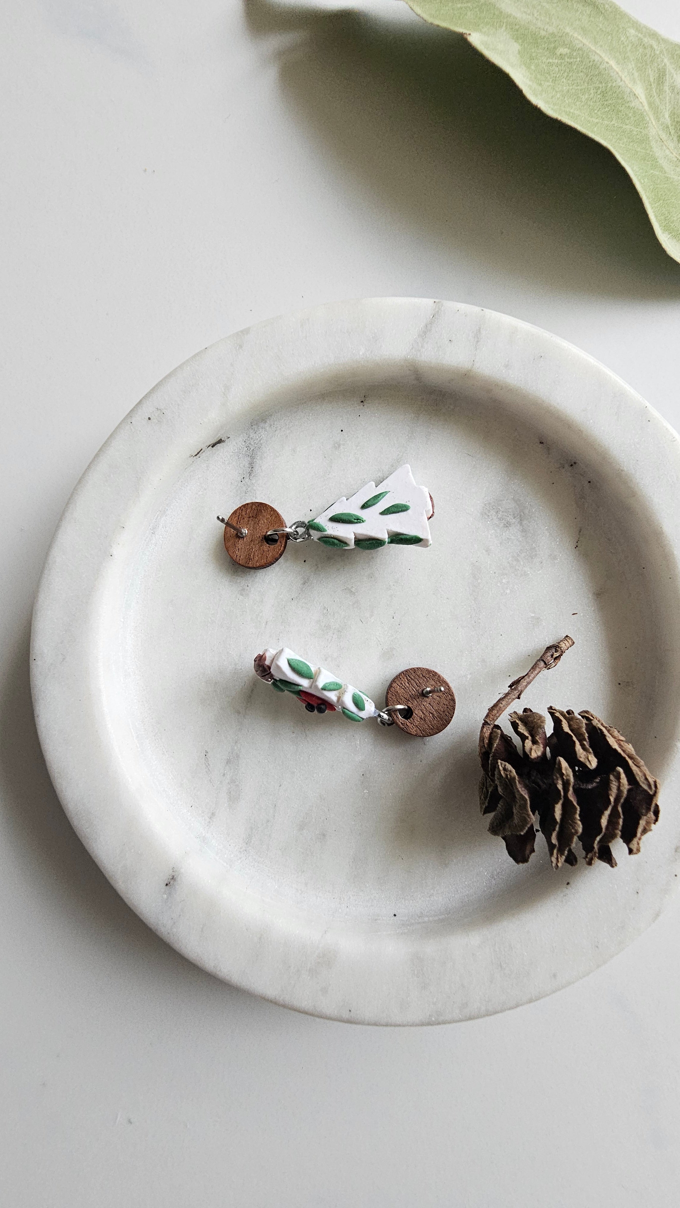 Australiana Christmas Tree Earrings, Sturt Pea ,Handmade Polymer Clay Jewelry.