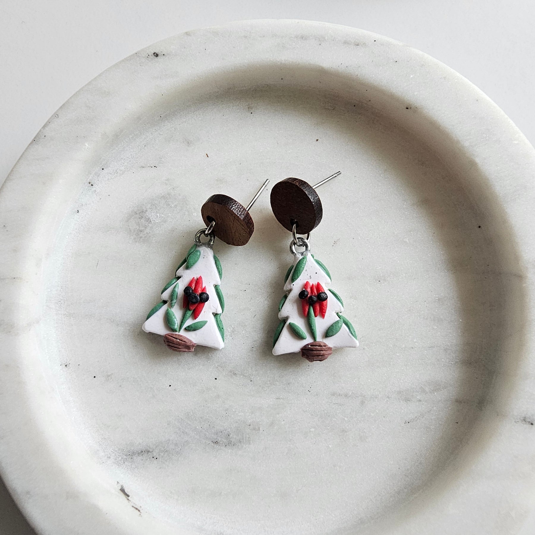 Australian WildFlower Sturt Pea Earrings Handmade Polymer Clay.