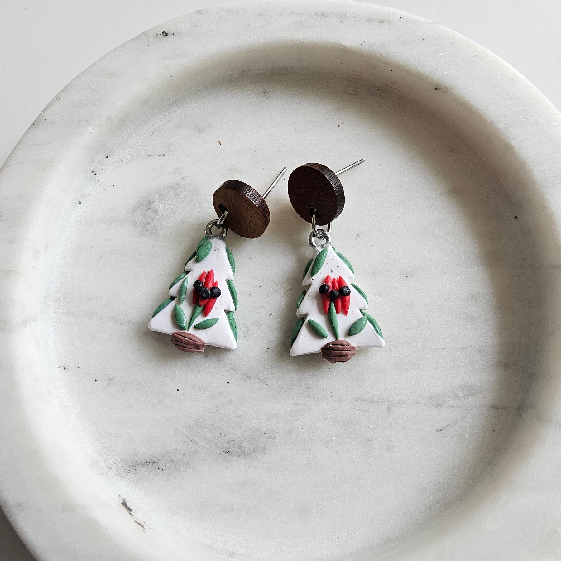 Australian WildFlower Sturt Pea Earrings Handmade Polymer Clay.