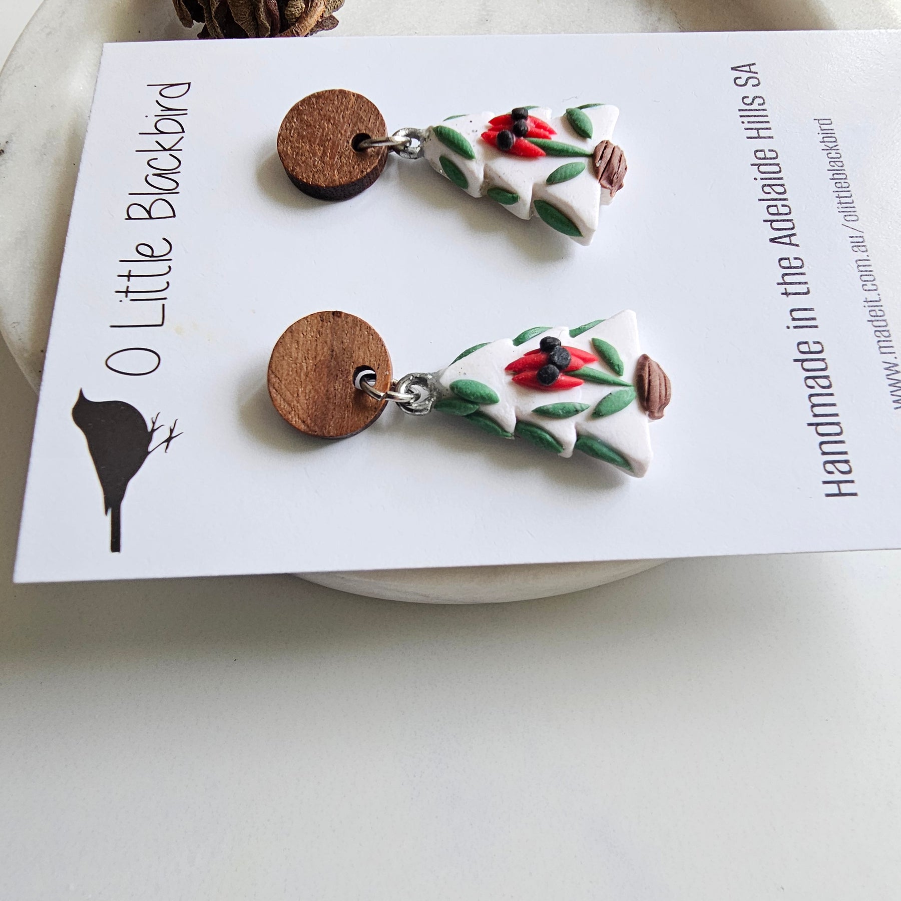 Australian WildFlower Sturt Pea Earrings Handmade Polymer Clay.