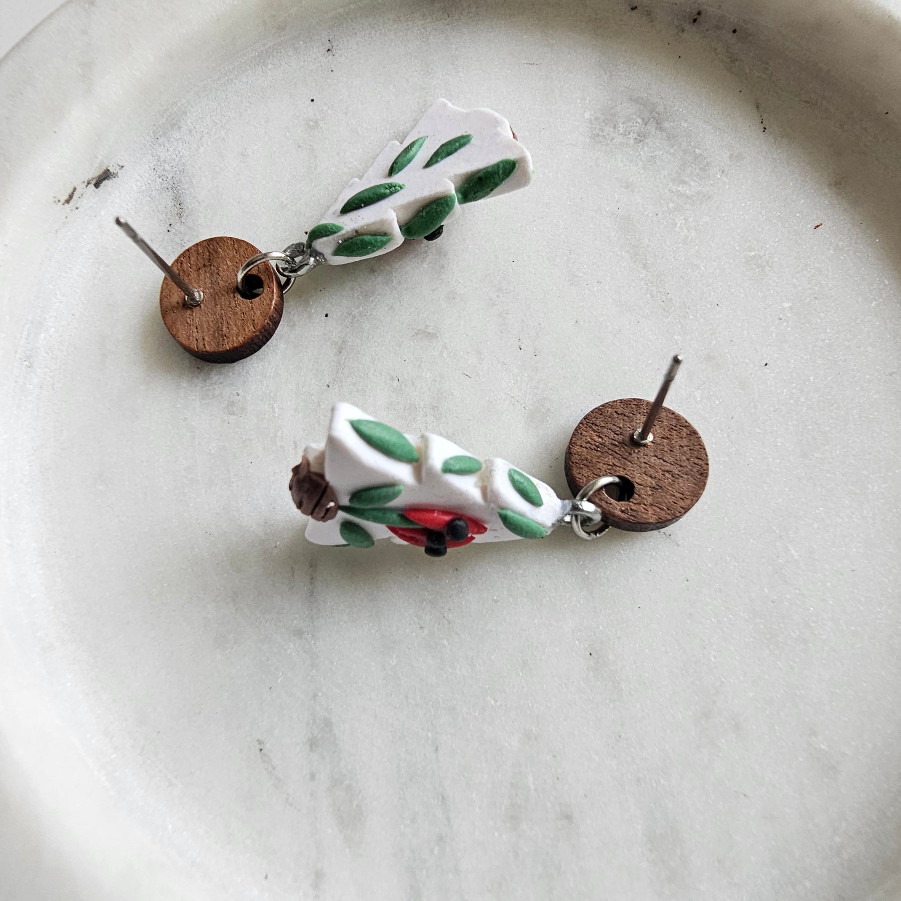 Australian WildFlower Sturt Pea Earrings Handmade Polymer Clay.