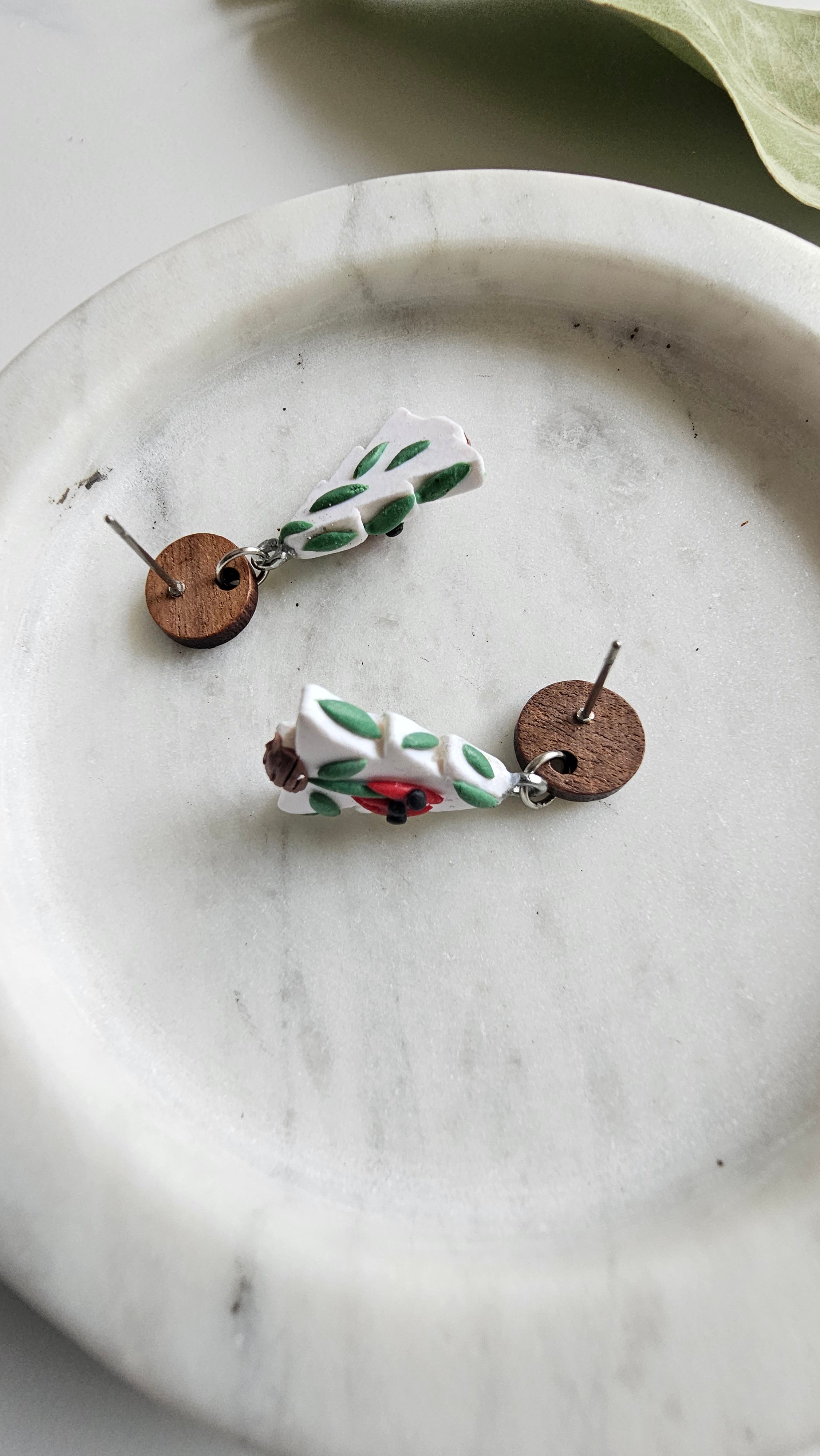 Australiana Christmas Tree Earrings, Sturt Pea ,Handmade Polymer Clay Jewelry.