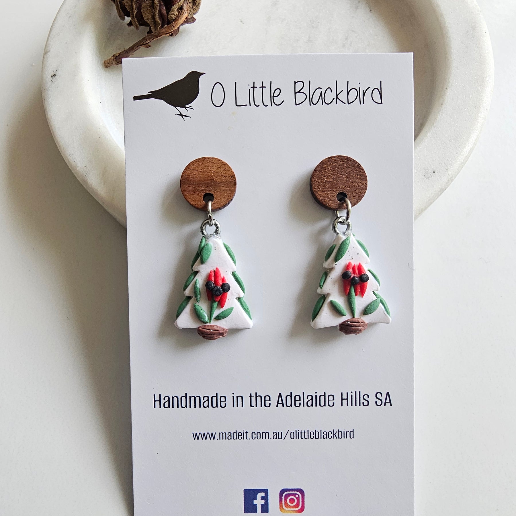 Australian WildFlower Sturt Pea Earrings Handmade Polymer Clay.
